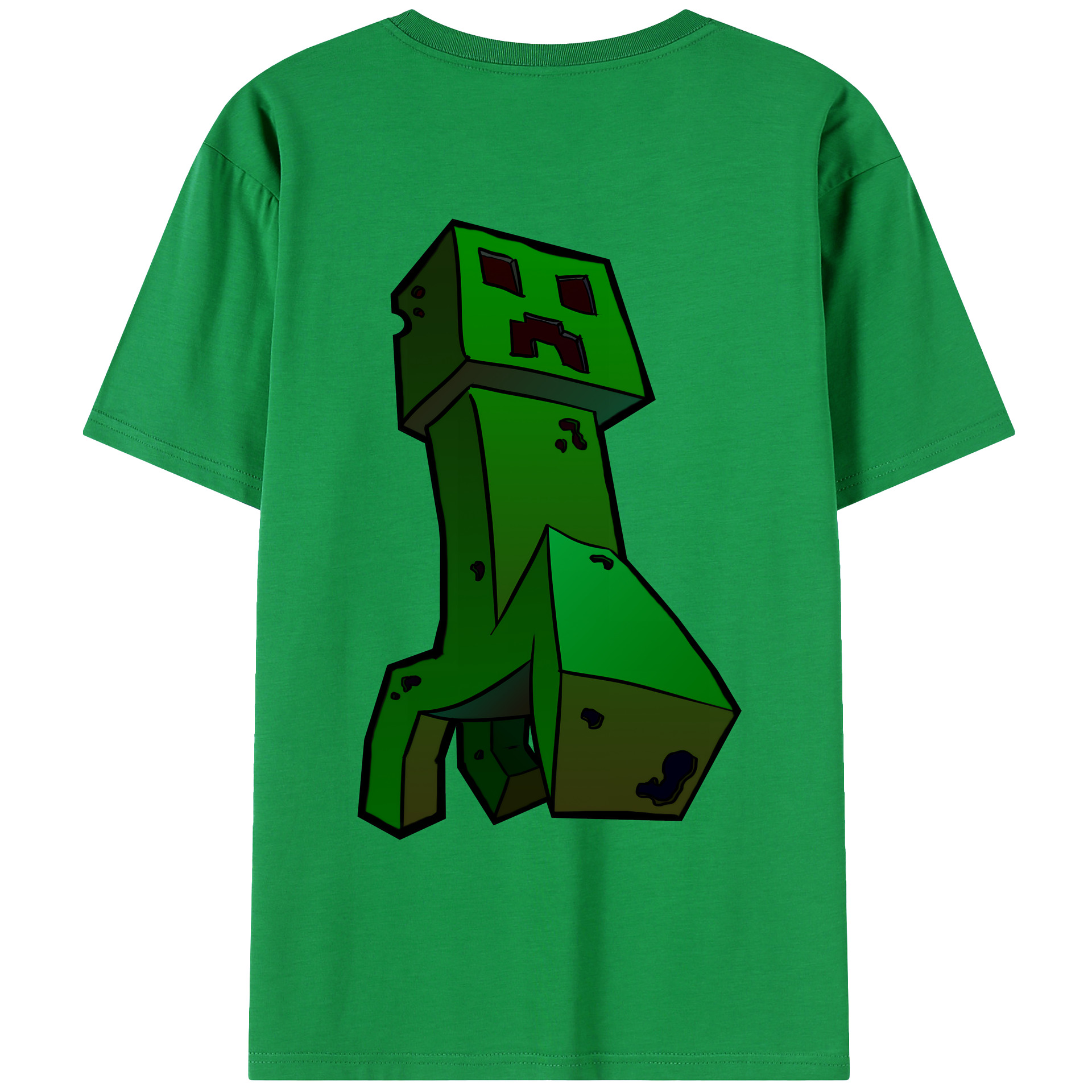 （画像用） マインクラフト ブロックの世界 Minecraft MC Block world 綿100％ メンズ半袖Tシャツ（バックプリント） 通気性