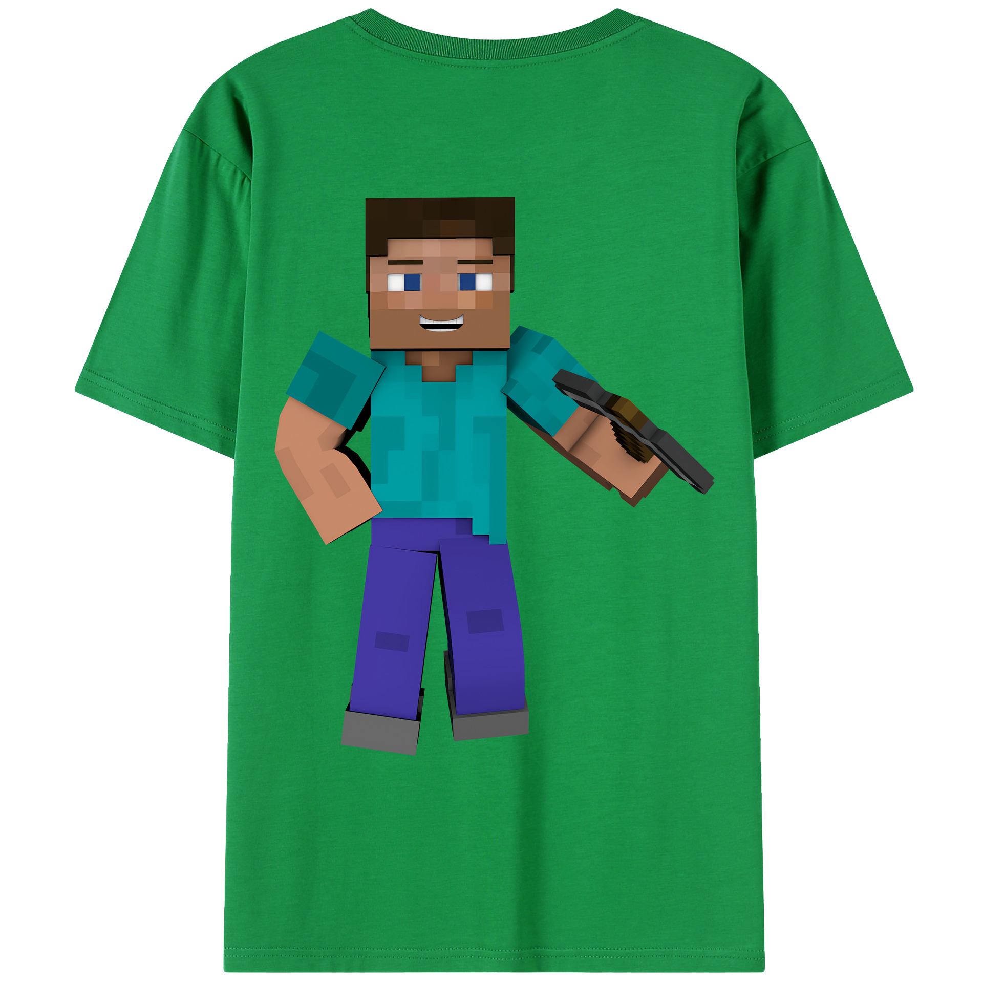 （画像用） マインクラフト ブロックの世界 Minecraft MC Block world 綿100％ メンズ半袖Tシャツ（バックプリント） 通気性