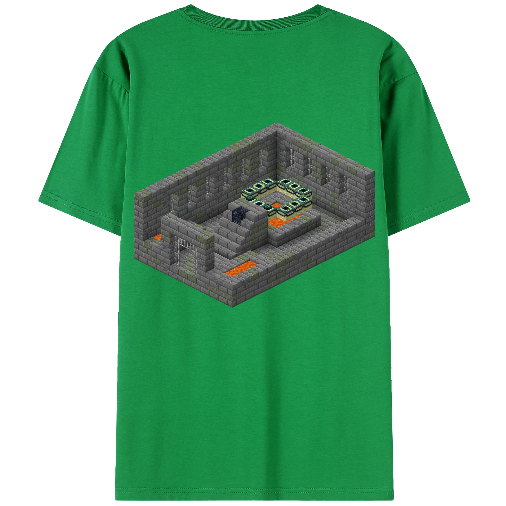（画像用） マインクラフト ブロックの世界 Minecraft MC Block world 綿100％ メンズ半袖Tシャツ（バックプリント） 通気性