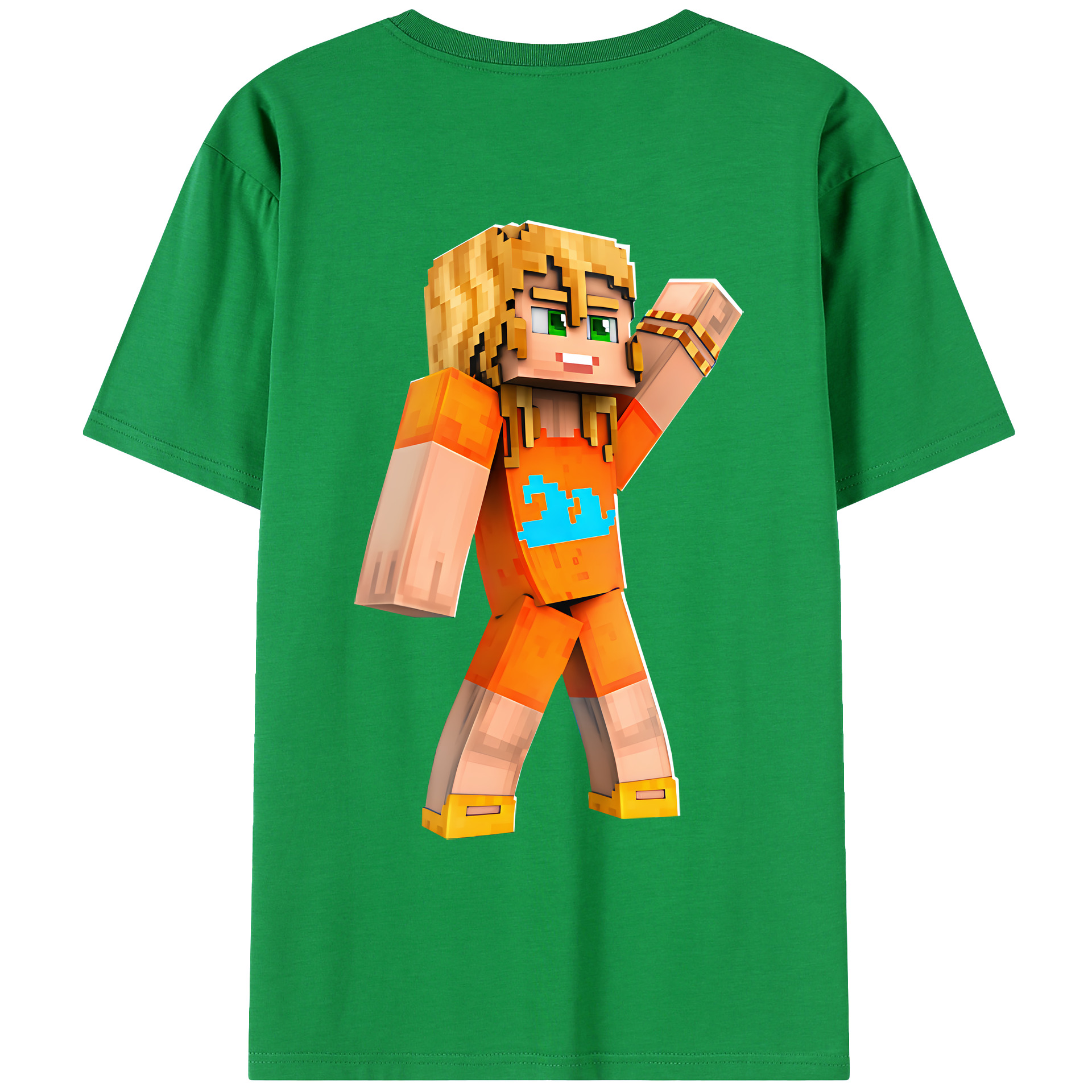 （画像用） マインクラフト ブロックの世界 Minecraft MC Block world 綿100％ メンズ半袖Tシャツ（バックプリント） 通気性