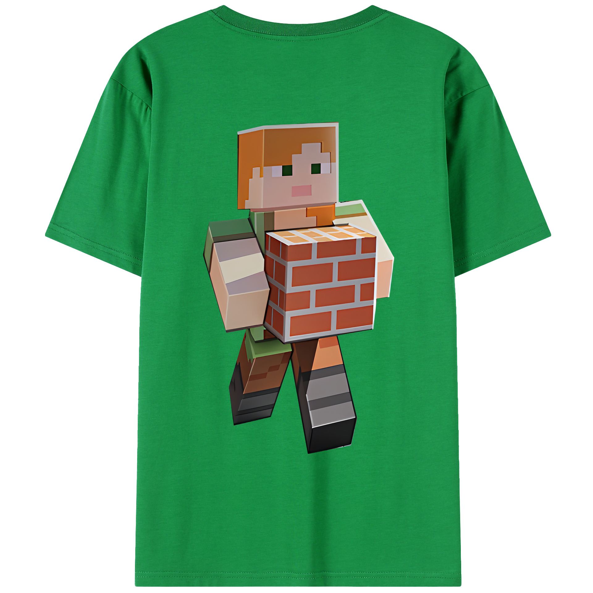 （画像用） マインクラフト ブロックの世界 Minecraft MC Block world 綿100％ メンズ半袖Tシャツ（バックプリント） 通気性