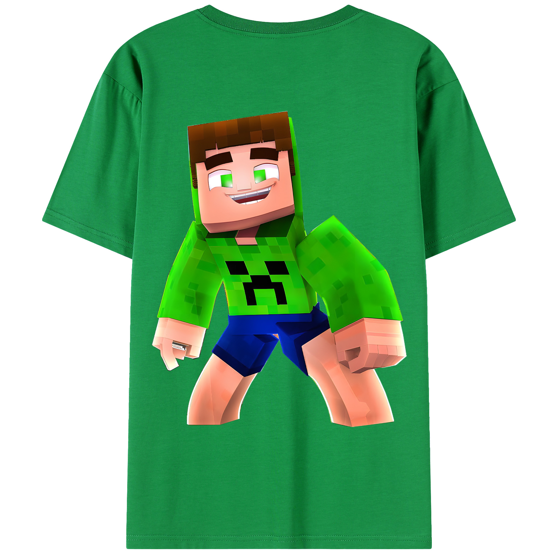 （画像用） マインクラフト ブロックの世界 Minecraft MC Block world 綿100％ メンズ半袖Tシャツ（バックプリント） 通気性