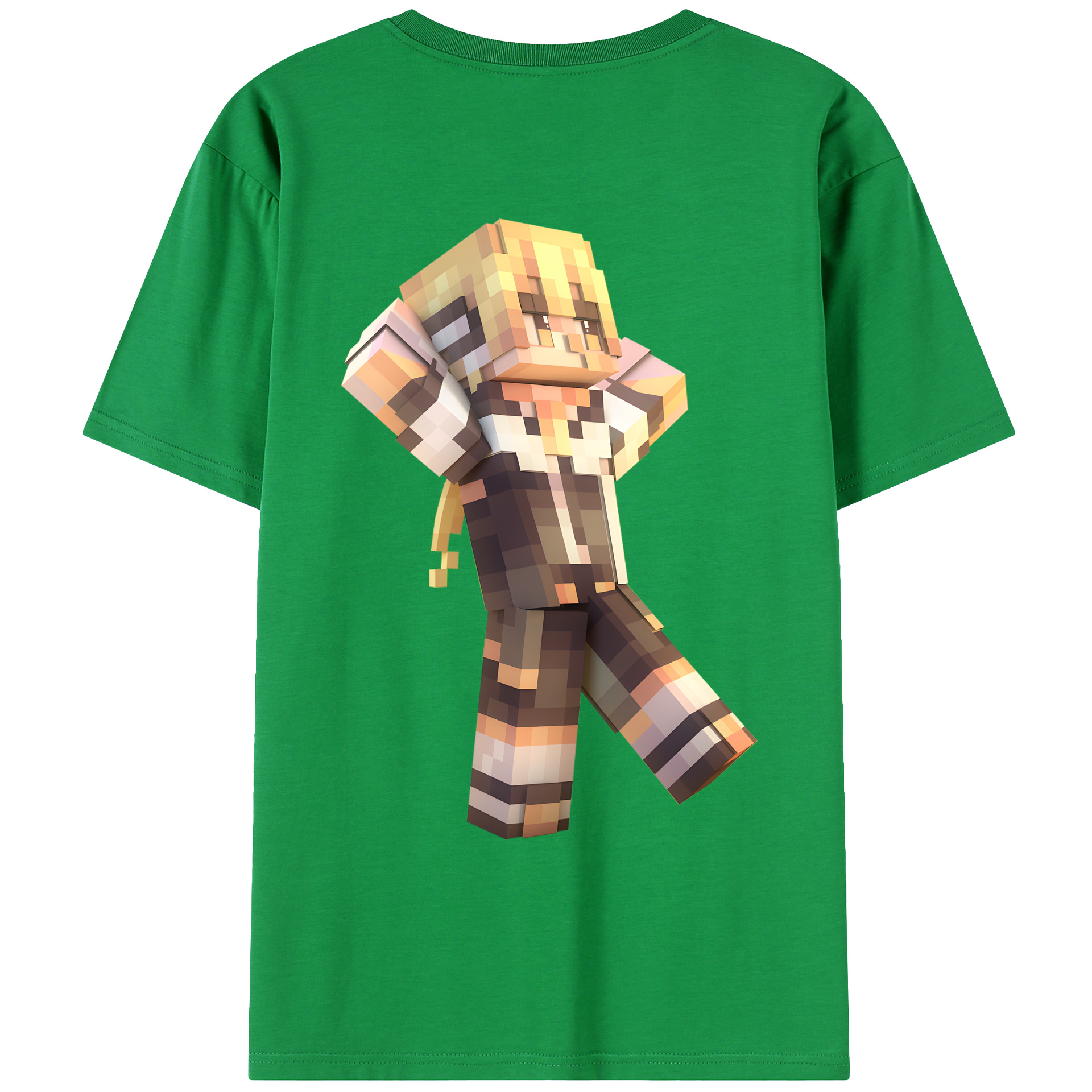 （画像用） マインクラフト ブロックの世界 Minecraft MC Block world 綿100％ メンズ半袖Tシャツ（バックプリント） 通気性