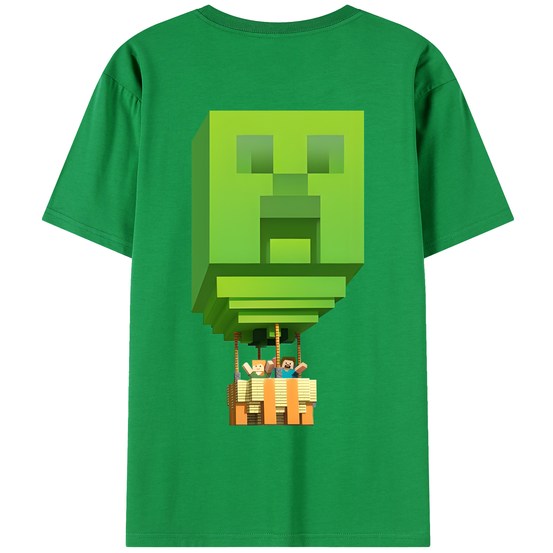 （画像用） マインクラフト ブロックの世界 Minecraft MC Block world 綿100％ メンズ半袖Tシャツ（バックプリント） 通気性