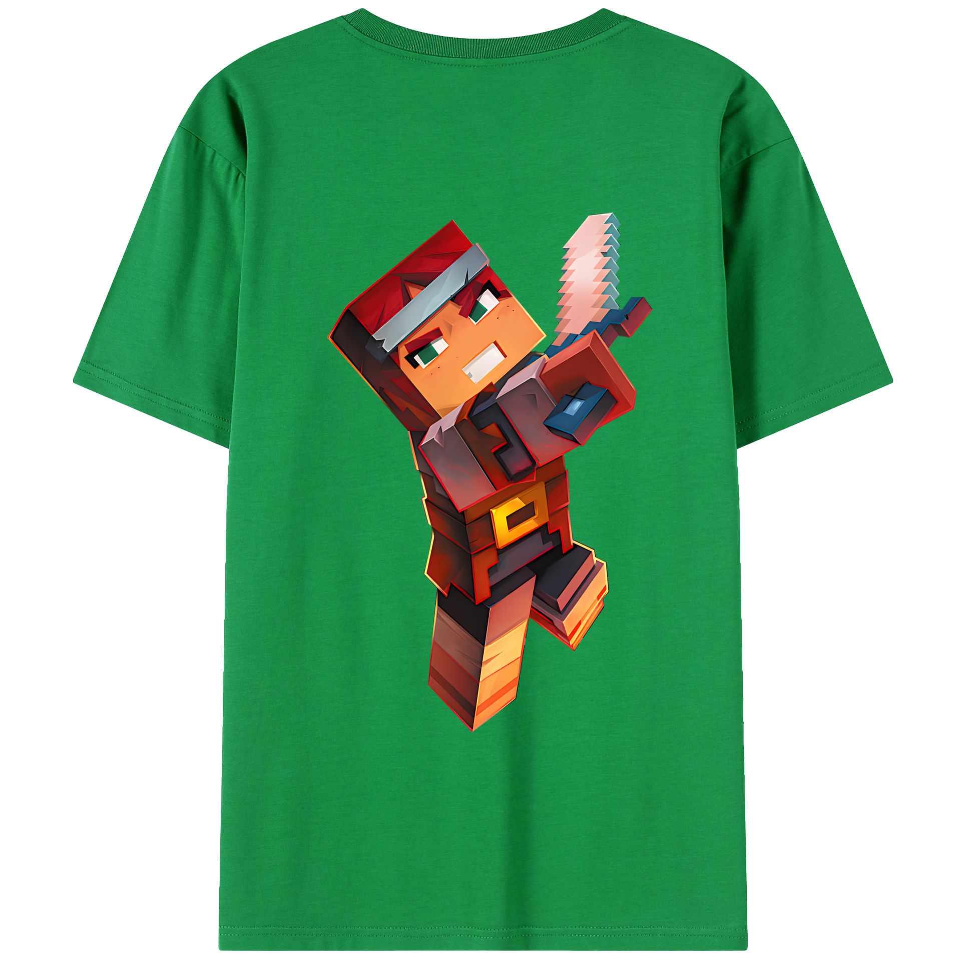 （画像用） マインクラフト ブロックの世界 Minecraft MC Block world 綿100％ メンズ半袖Tシャツ（バックプリント） 通気性
