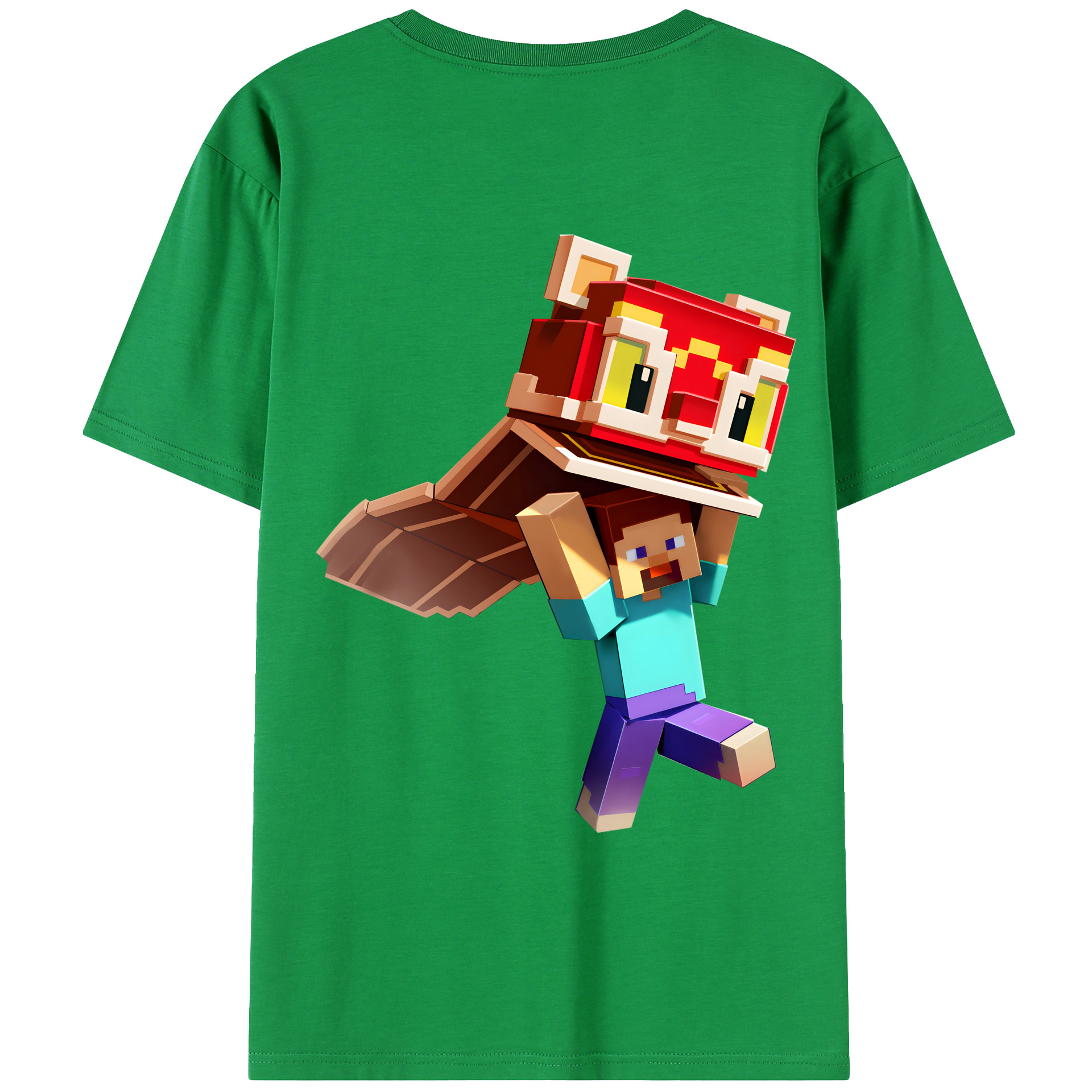 （画像用） マインクラフト ブロックの世界 Minecraft MC Block world 綿100％ メンズ半袖Tシャツ（バックプリント） 通気性