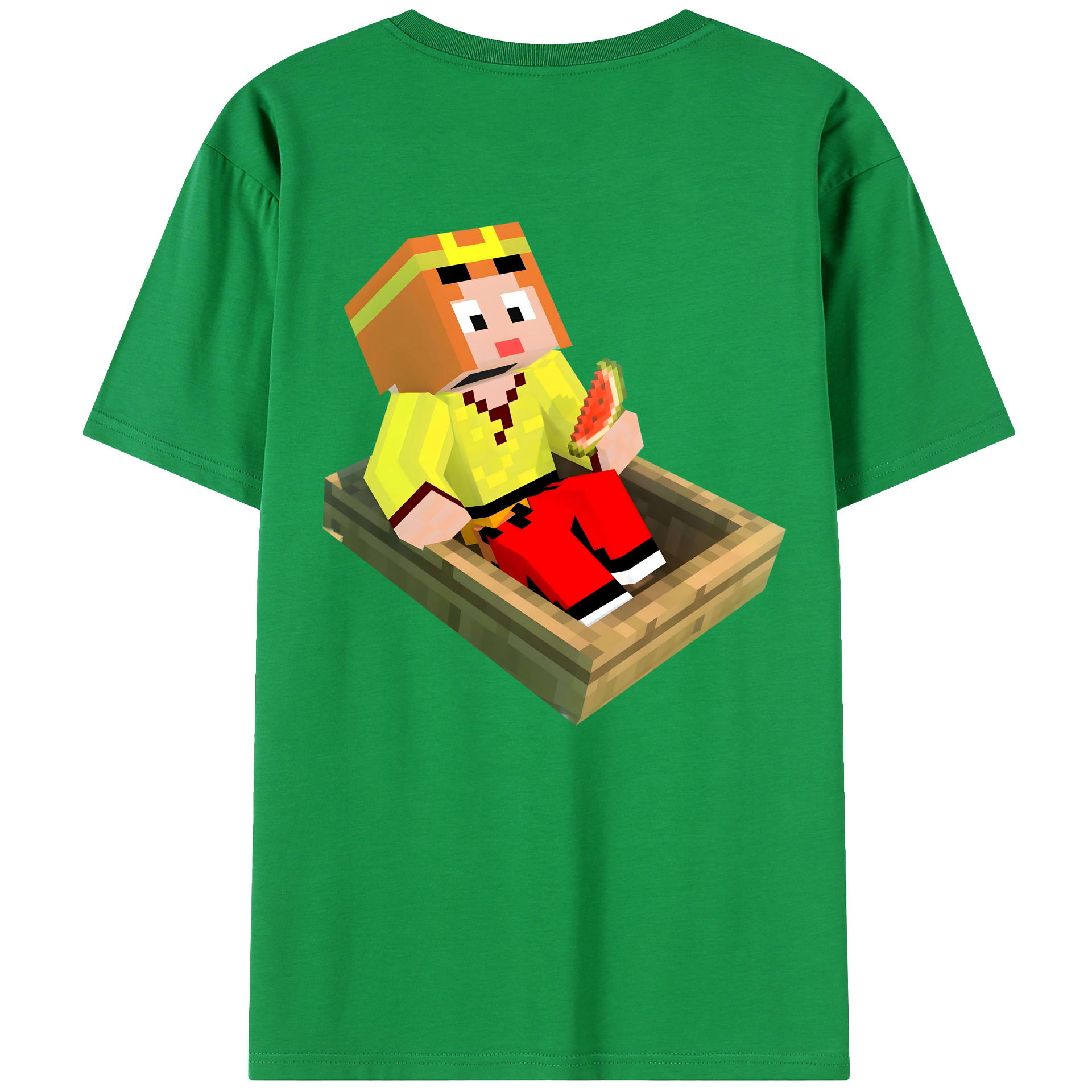 （画像用） マインクラフト ブロックの世界 Minecraft MC Block world 綿100％ メンズ半袖Tシャツ（バックプリント） 通気性