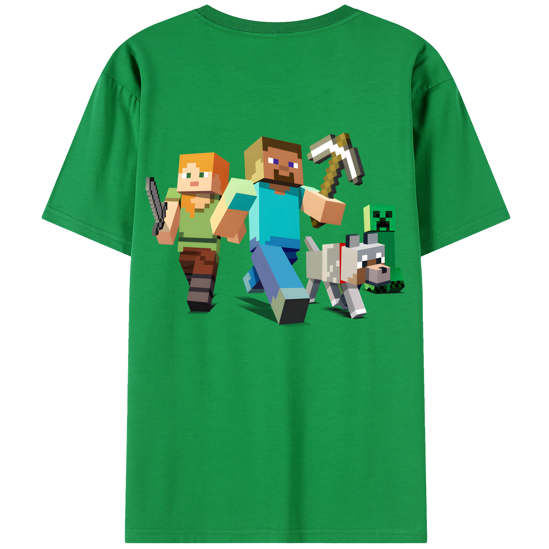 （画像用） マインクラフト ブロックの世界 Minecraft MC Block world 綿100％ メンズ半袖Tシャツ（バックプリント） 通気性