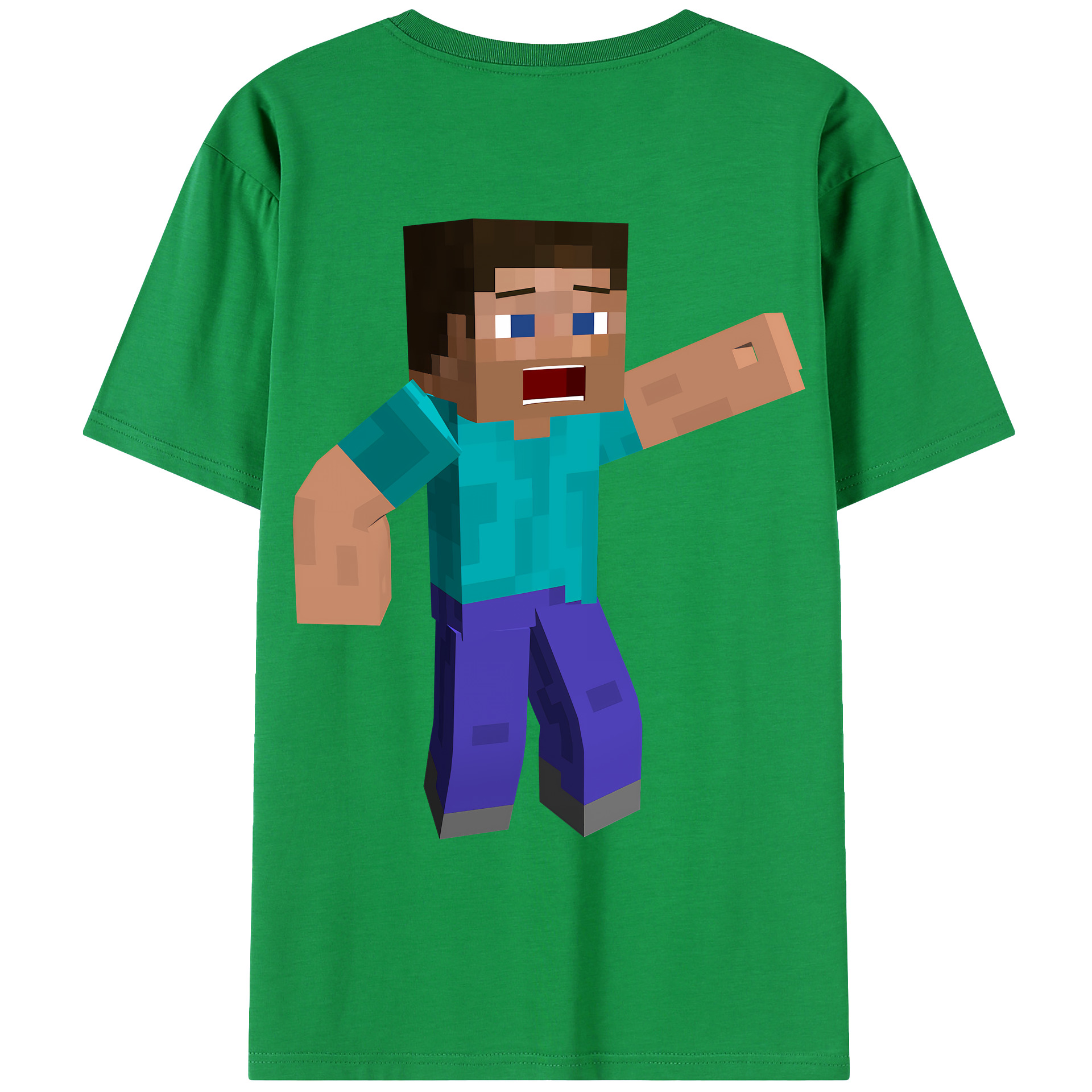 （画像用） マインクラフト ブロックの世界 Minecraft MC Block world 綿100％ メンズ半袖Tシャツ（バックプリント） 通気性
