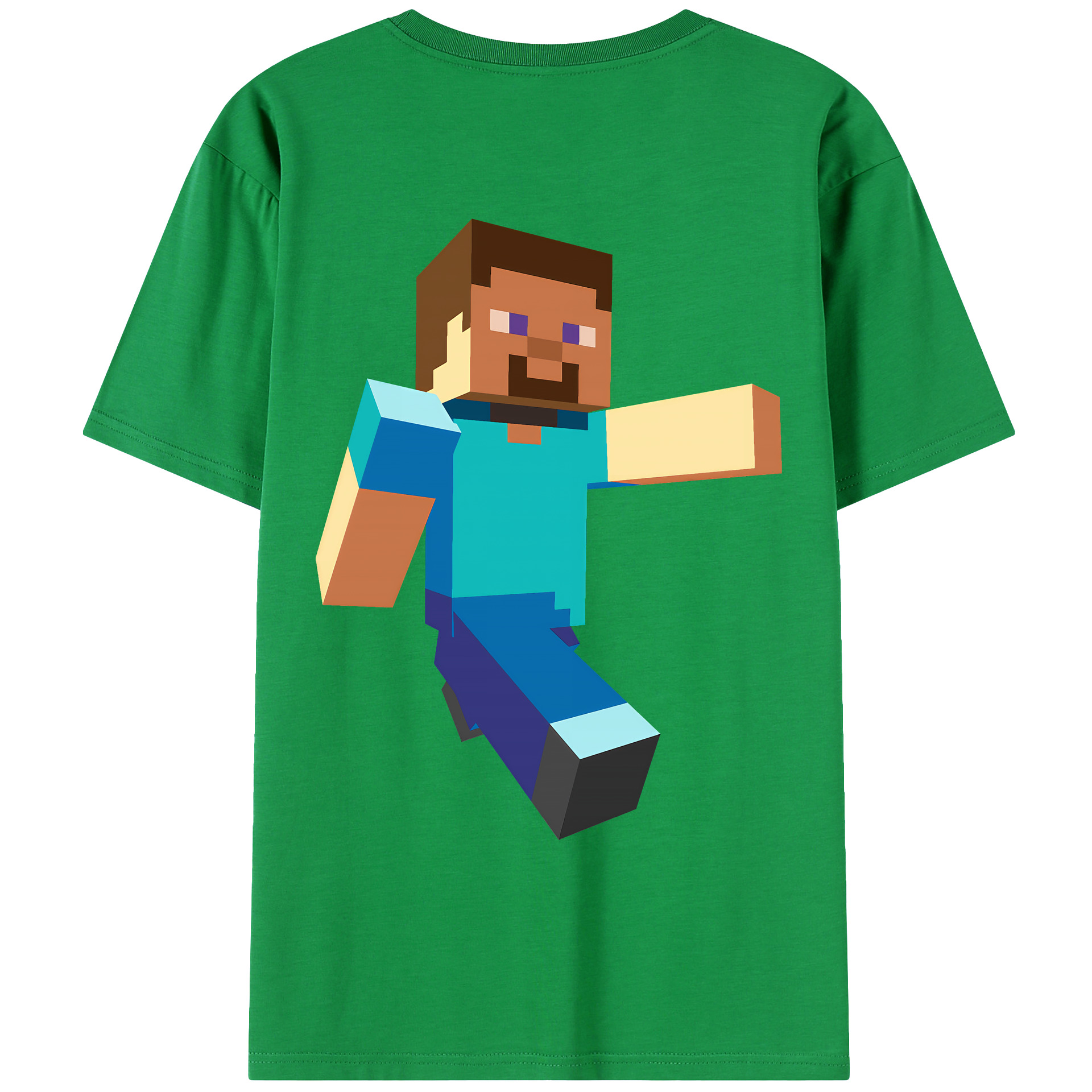 （画像用） マインクラフト ブロックの世界 Minecraft MC Block world 綿100％ メンズ半袖Tシャツ（バックプリント） 通気性