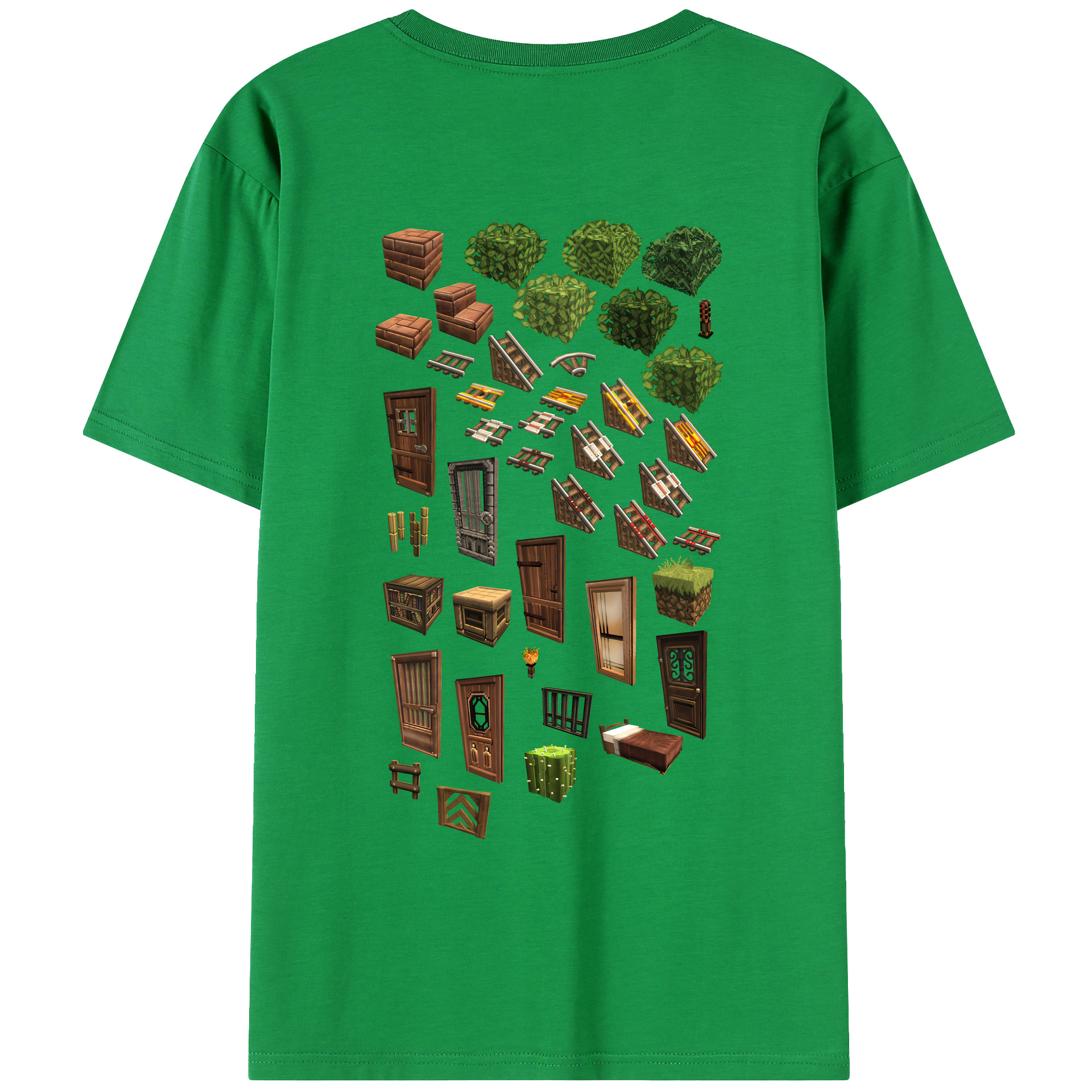 （画像用） マインクラフト ブロックの世界 Minecraft MC Block world 綿100％ メンズ半袖Tシャツ（バックプリント） 通気性