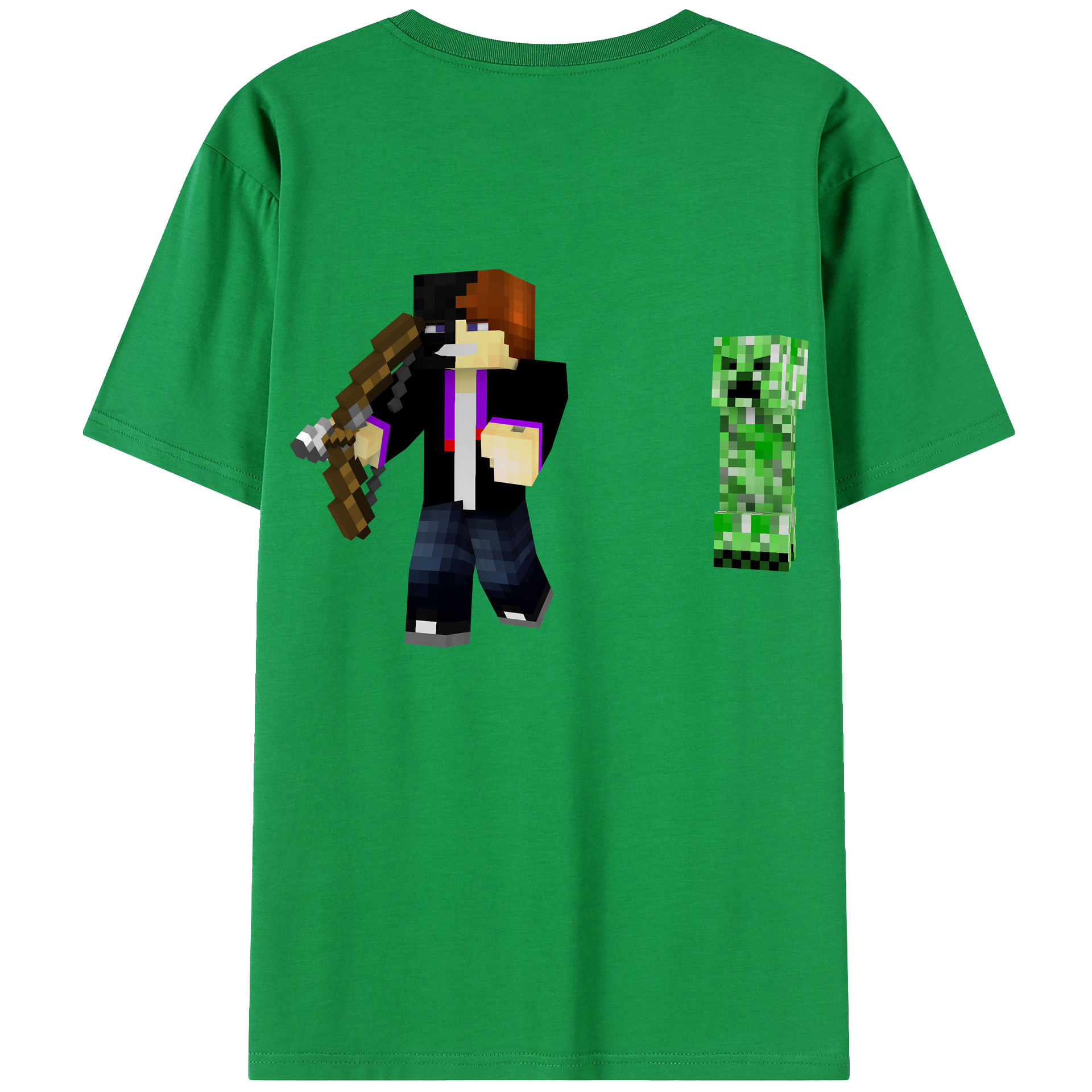 （画像用） マインクラフト ブロックの世界 Minecraft MC Block world 綿100％ メンズ半袖Tシャツ（バックプリント） 通気性