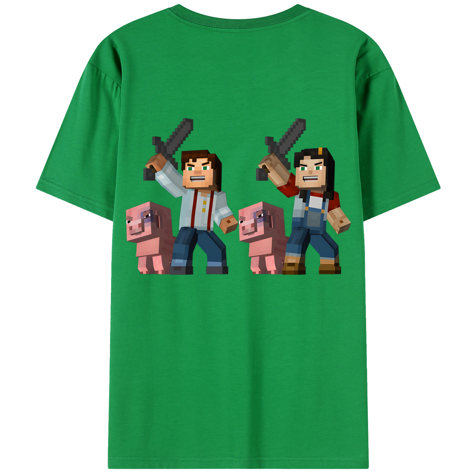 （画像用） マインクラフト ブロックの世界 Minecraft MC Block world 綿100％ メンズ半袖Tシャツ（バックプリント） 通気性