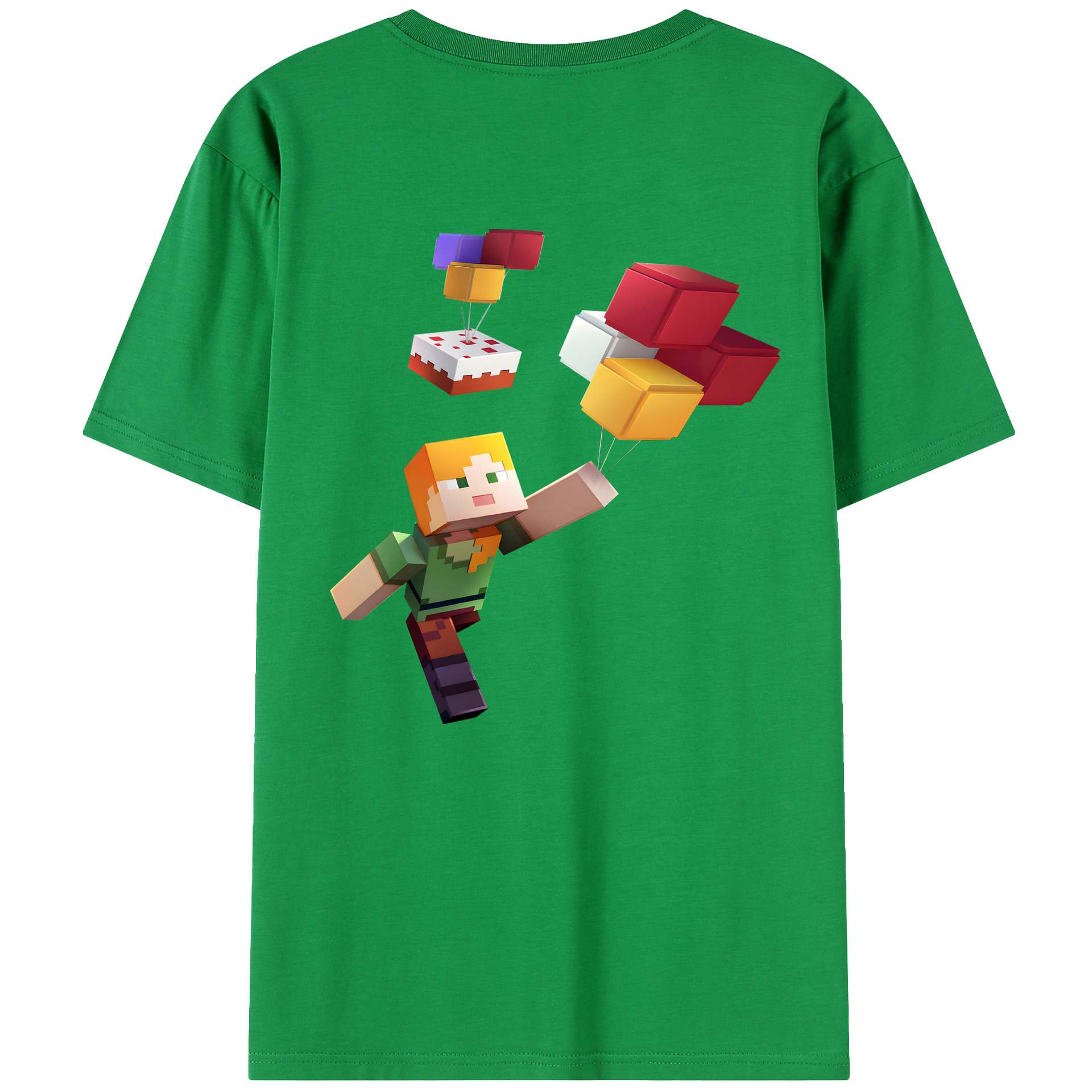 （画像用） マインクラフト ブロックの世界 Minecraft MC Block world 綿100％ メンズ半袖Tシャツ（バックプリント） 通気性