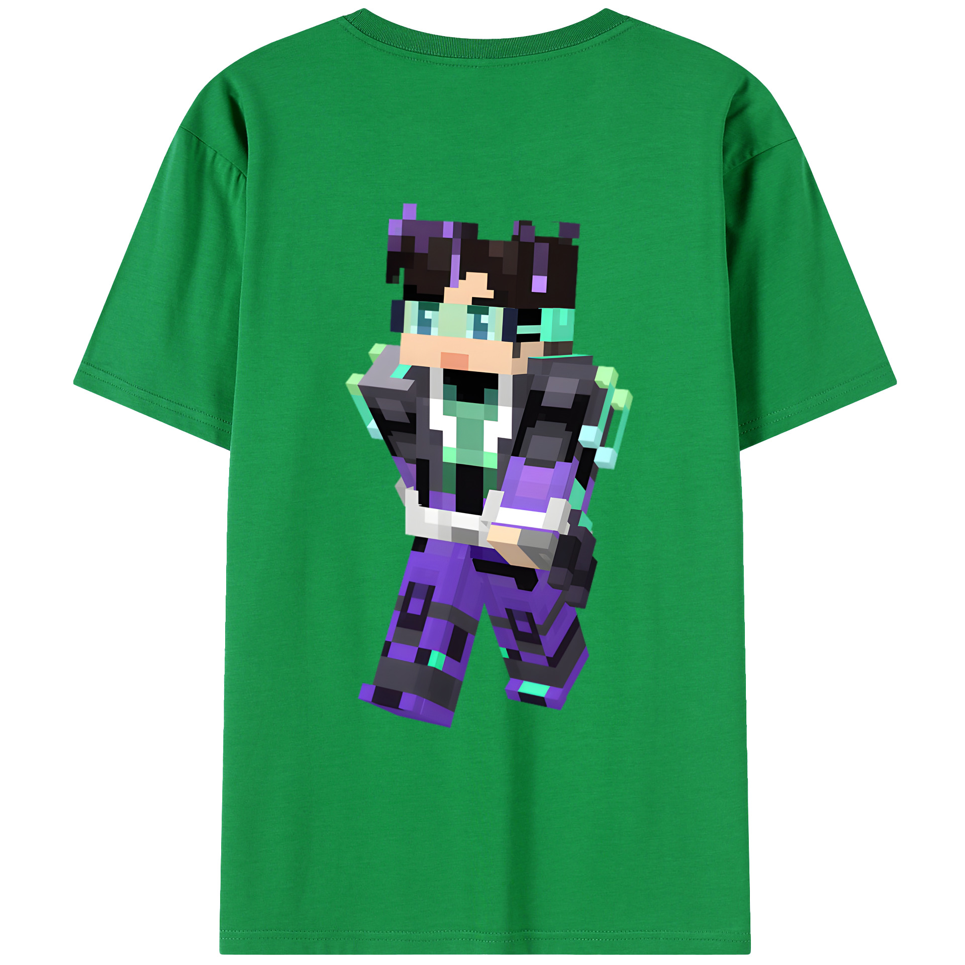 （画像用） マインクラフト ブロックの世界 Minecraft MC Block world 綿100％ メンズ半袖Tシャツ（バックプリント） 通気性