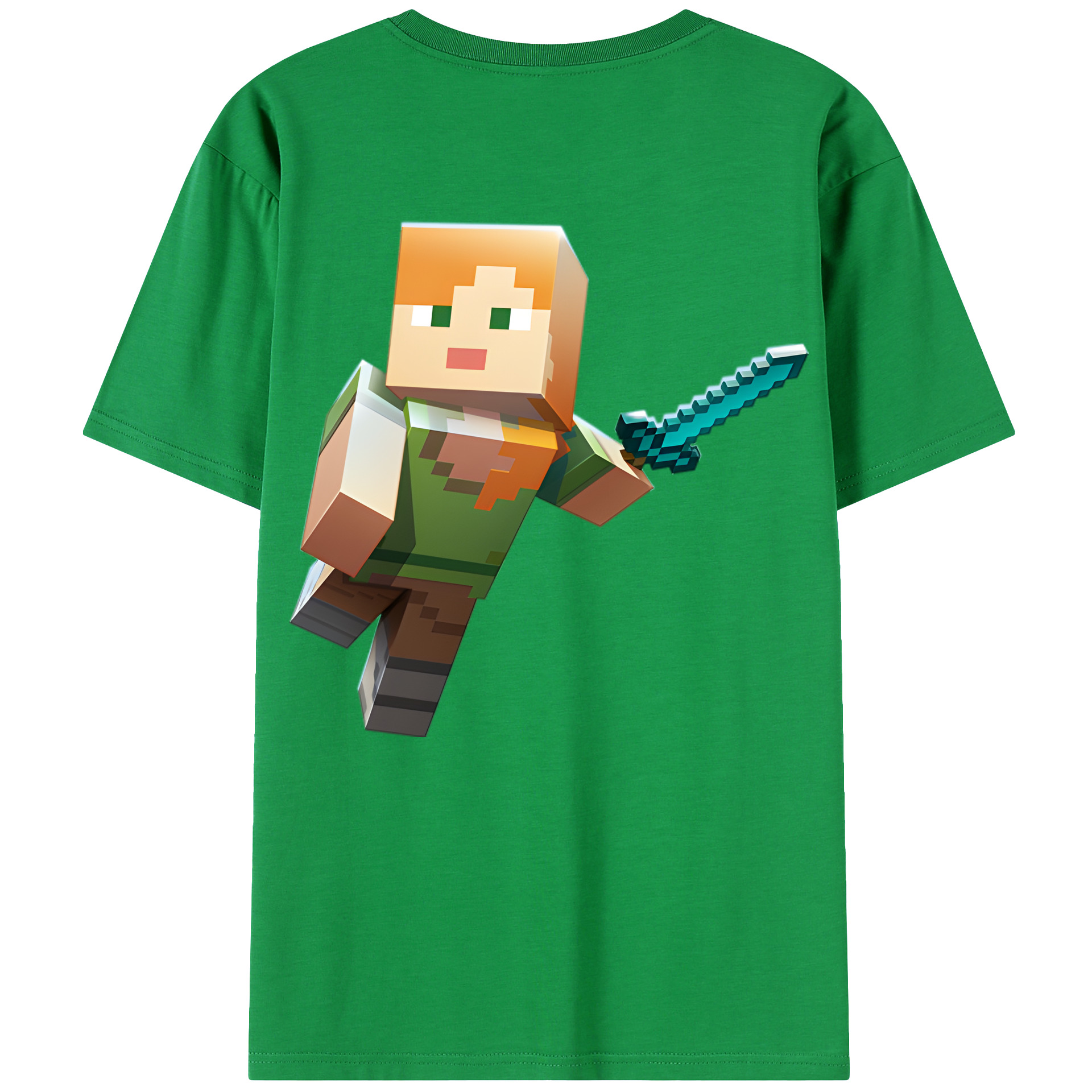 （画像用） マインクラフト ブロックの世界 Minecraft MC Block world 綿100％ メンズ半袖Tシャツ（バックプリント） 通気性