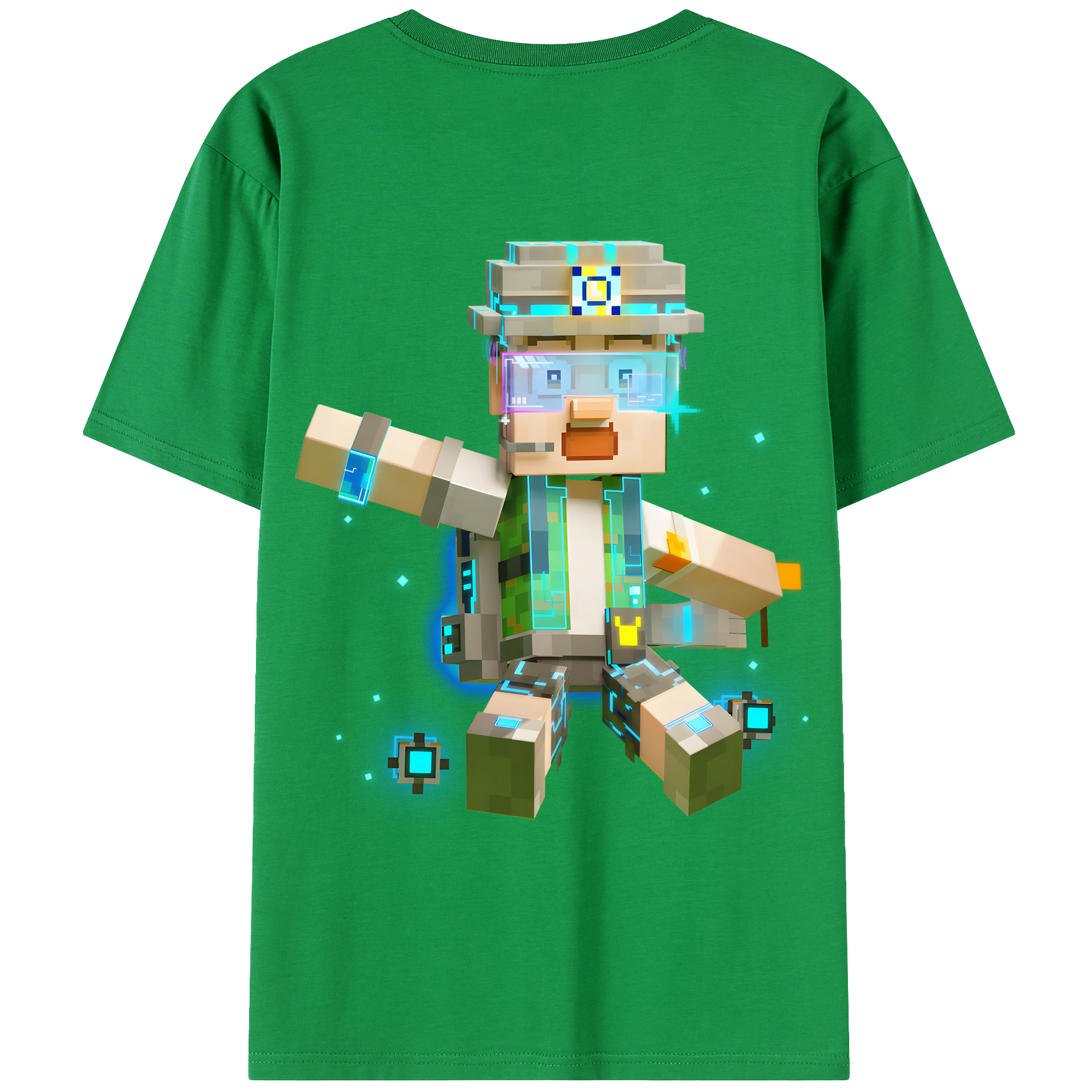 （画像用） マインクラフト ブロックの世界 Minecraft MC Block world 綿100％ メンズ半袖Tシャツ（バックプリント） 通気性