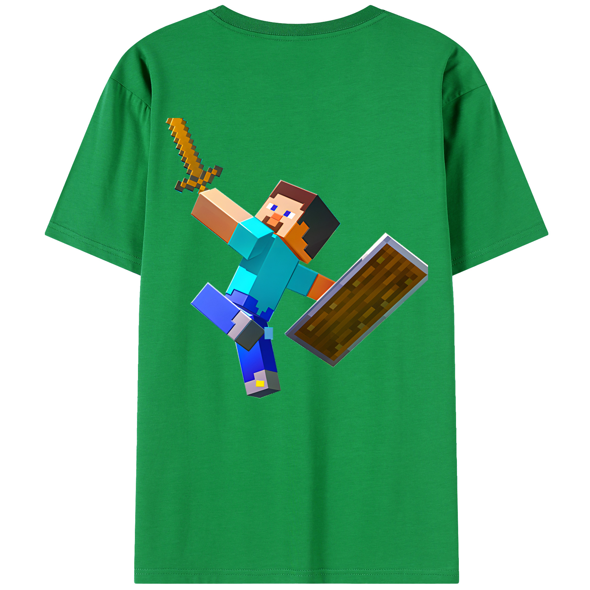 （画像用） マインクラフト ブロックの世界 Minecraft MC Block world 綿100％ メンズ半袖Tシャツ（バックプリント） 通気性