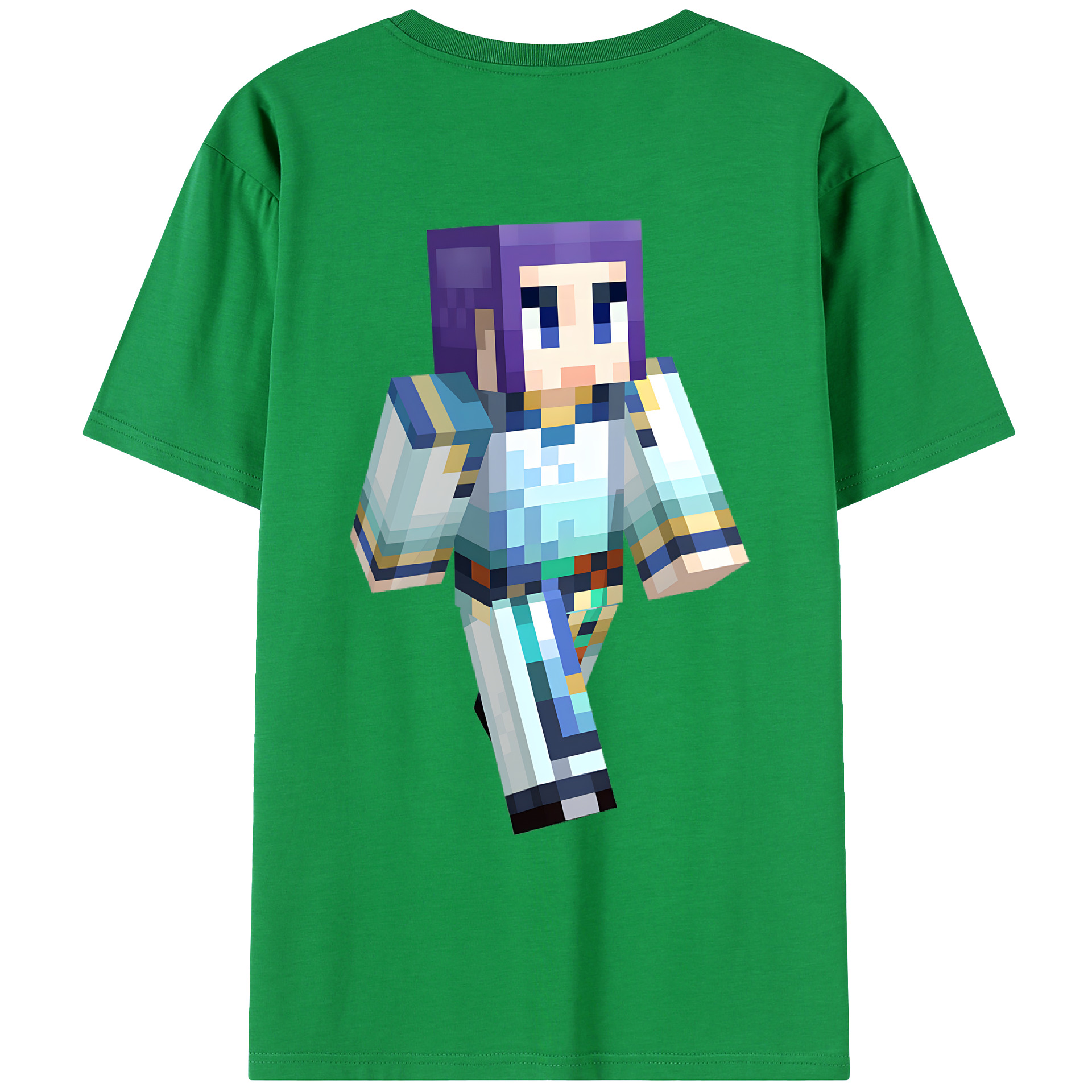 （画像用） マインクラフト ブロックの世界 Minecraft MC Block world 綿100％ メンズ半袖Tシャツ（バックプリント） 通気性