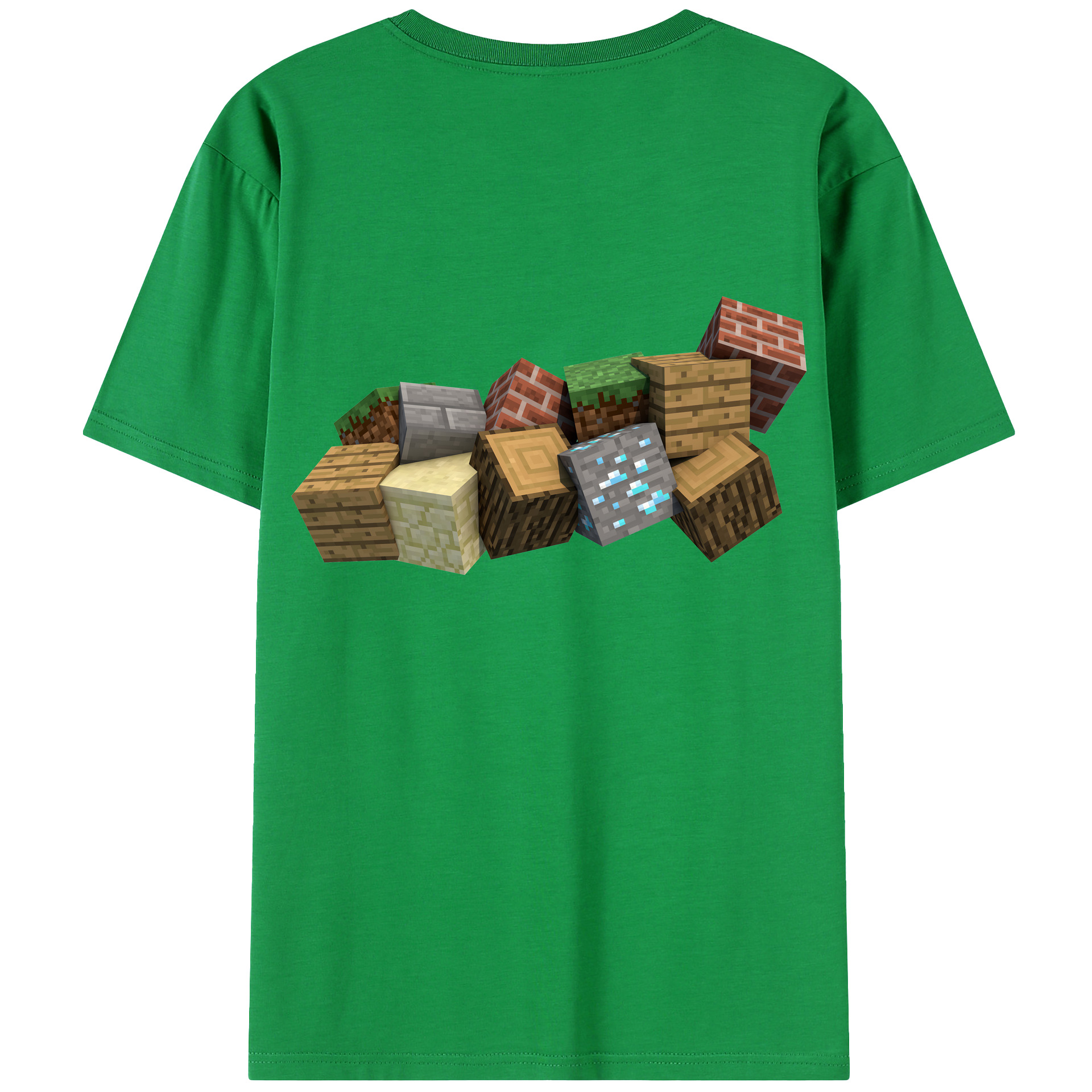 （画像用） マインクラフト ブロックの世界 Minecraft MC Block world 綿100％ メンズ半袖Tシャツ（バックプリント） 通気性