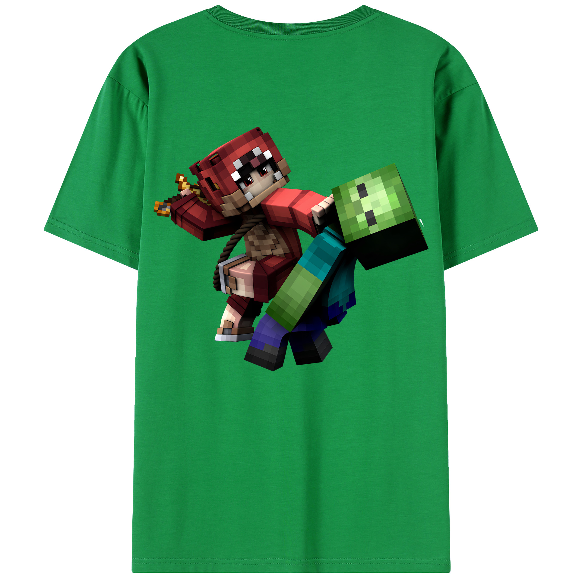 （画像用） マインクラフト ブロックの世界 Minecraft MC Block world 綿100％ メンズ半袖Tシャツ（バックプリント） 通気性