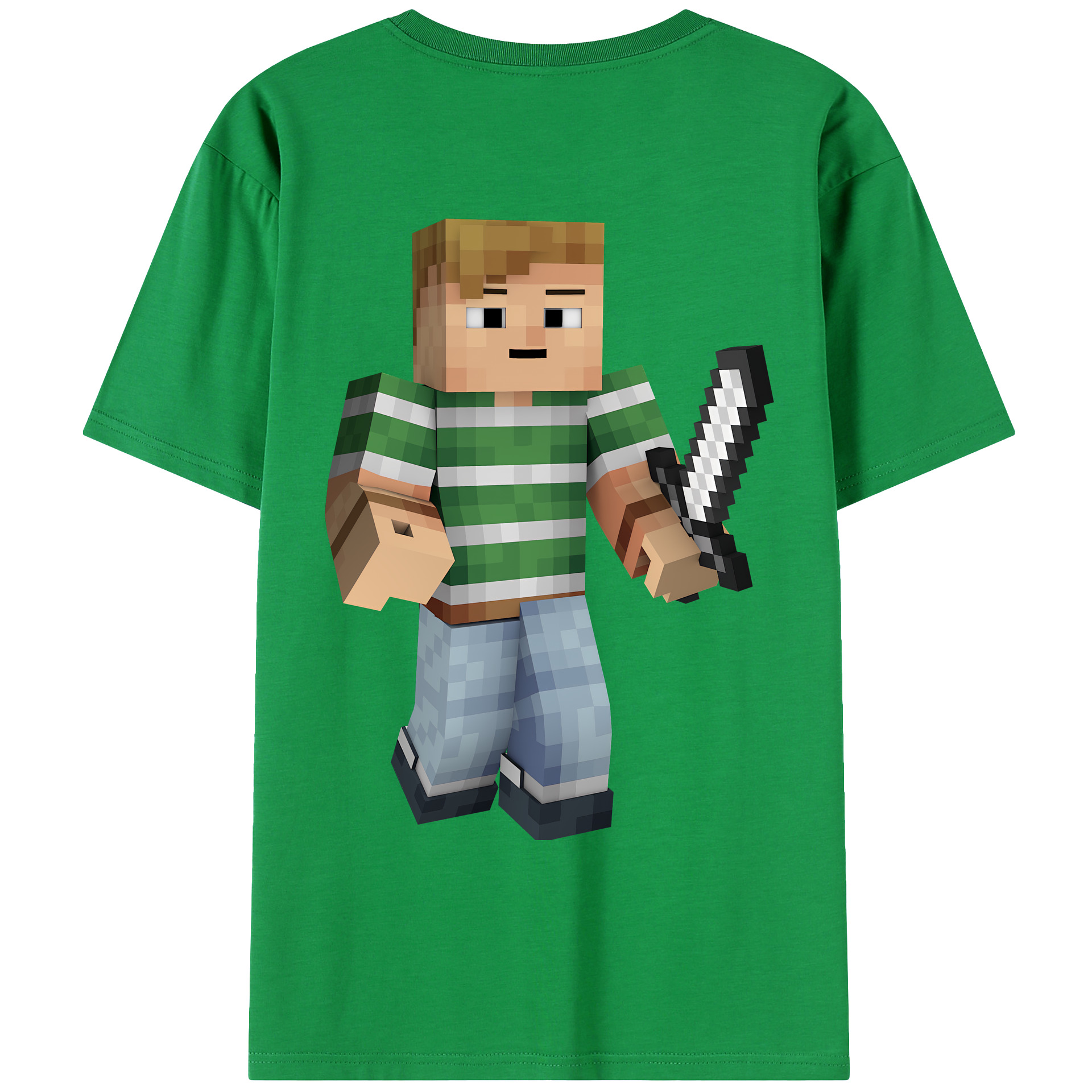 （画像用） マインクラフト ブロックの世界 Minecraft MC Block world 綿100％ メンズ半袖Tシャツ（バックプリント） 通気性