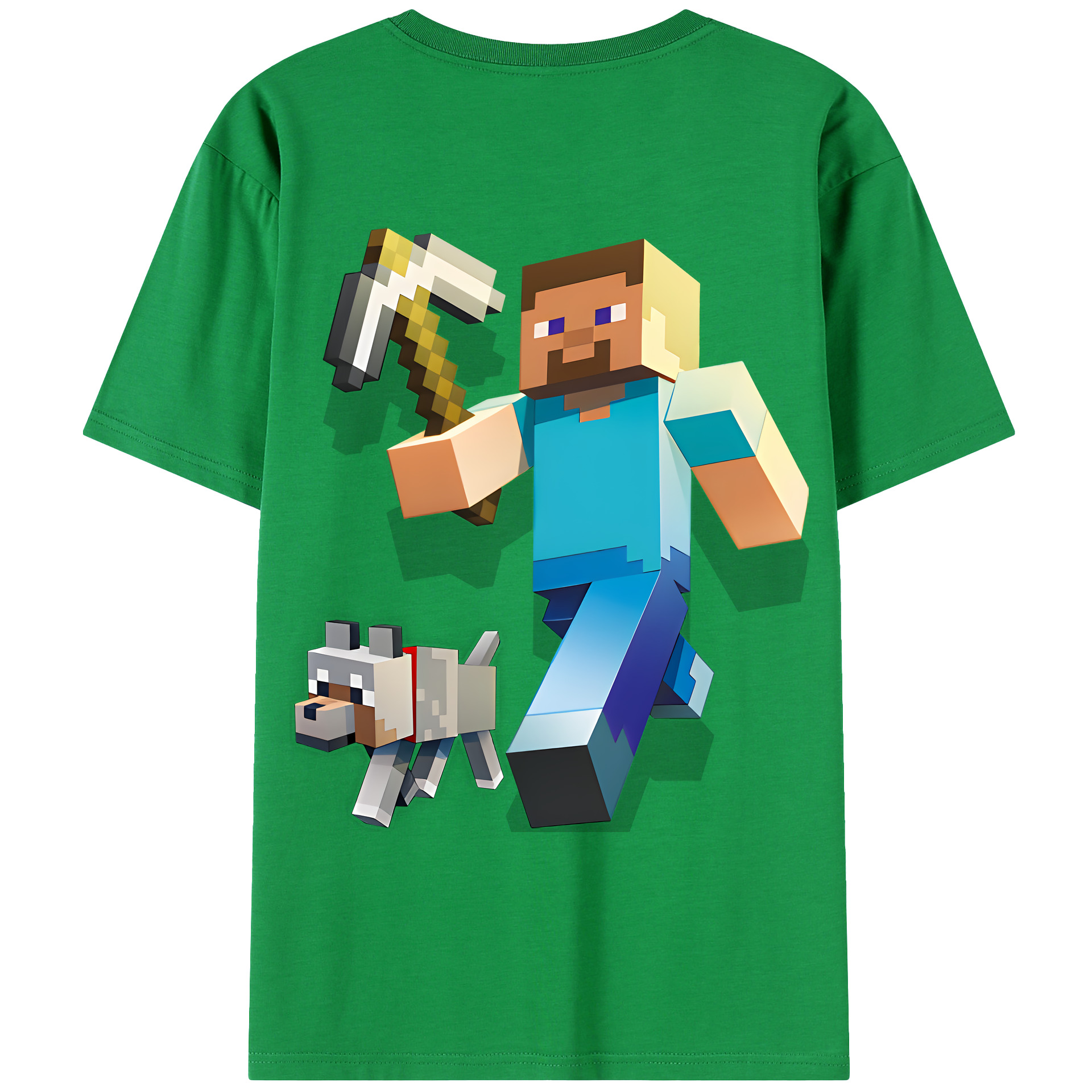 （画像用） マインクラフト ブロックの世界 Minecraft MC Block world 綿100％ メンズ半袖Tシャツ（バックプリント） 通気性