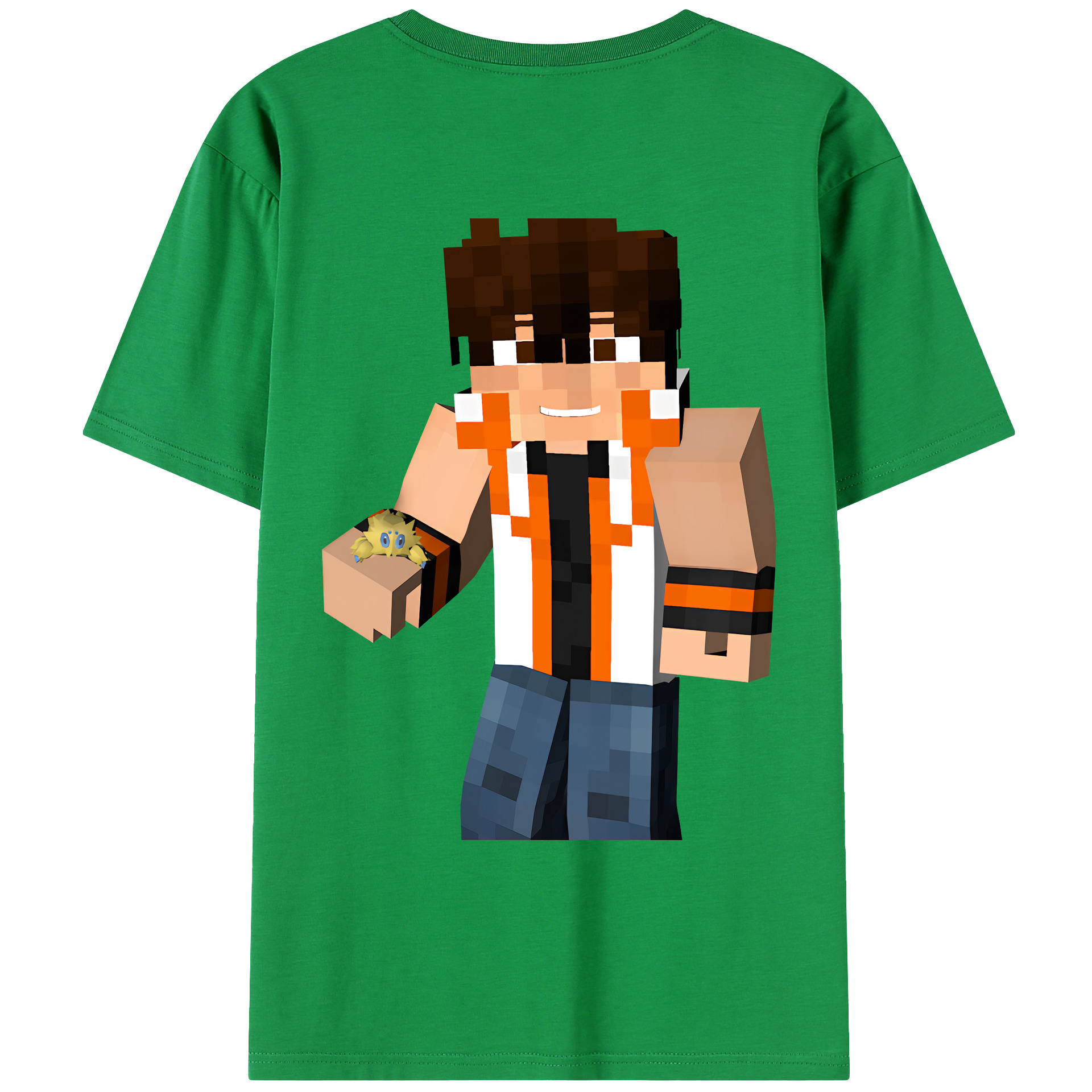 （画像用） マインクラフト ブロックの世界 Minecraft MC Block world 綿100％ メンズ半袖Tシャツ（バックプリント） 通気性