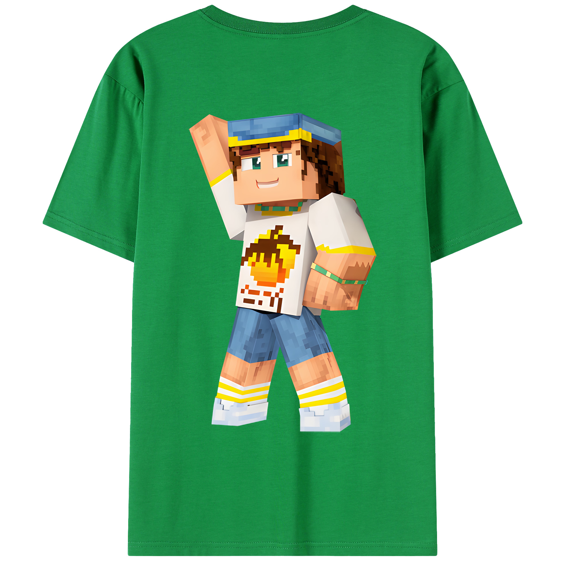 （画像用） マインクラフト ブロックの世界 Minecraft MC Block world 綿100％ メンズ半袖Tシャツ（バックプリント） 通気性