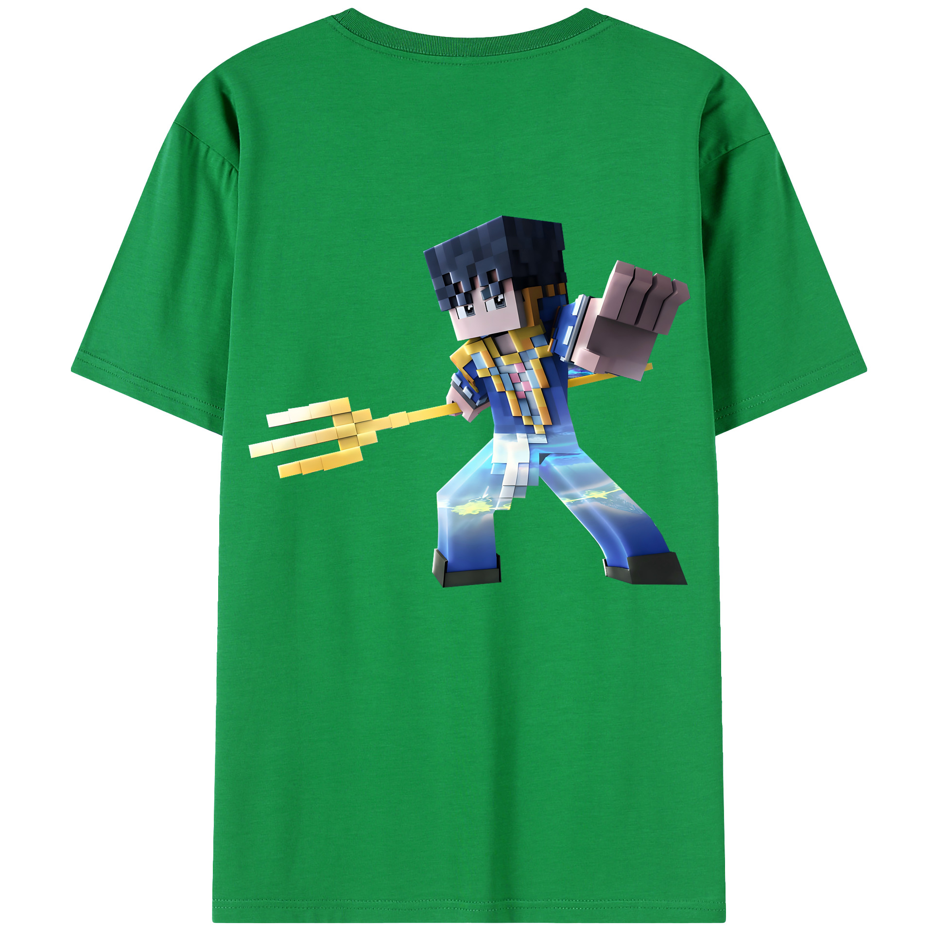 （画像用） マインクラフト ブロックの世界 Minecraft MC Block world 綿100％ メンズ半袖Tシャツ（バックプリント） 通気性