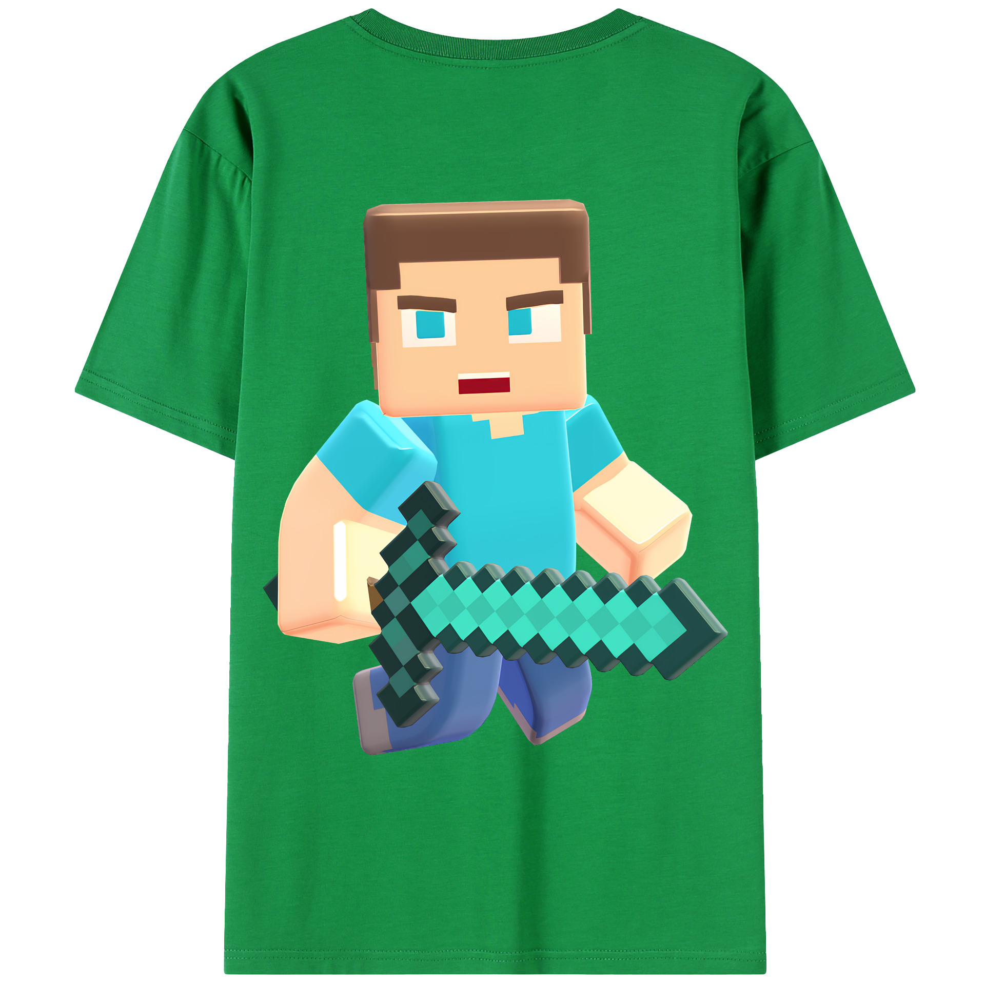 （画像用） マインクラフト ブロックの世界 Minecraft MC Block world 綿100％ メンズ半袖Tシャツ（バックプリント） 通気性