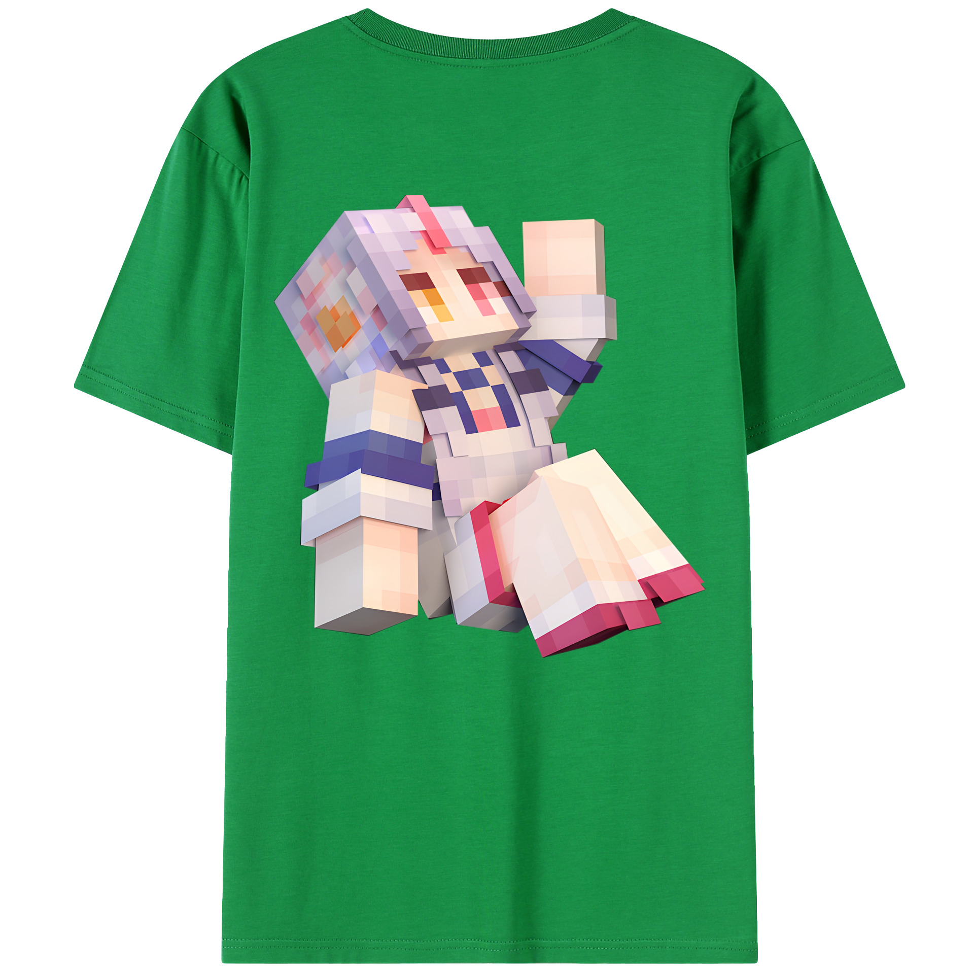 （画像用） マインクラフト ブロックの世界 Minecraft MC Block world 綿100％ メンズ半袖Tシャツ（バックプリント） 通気性