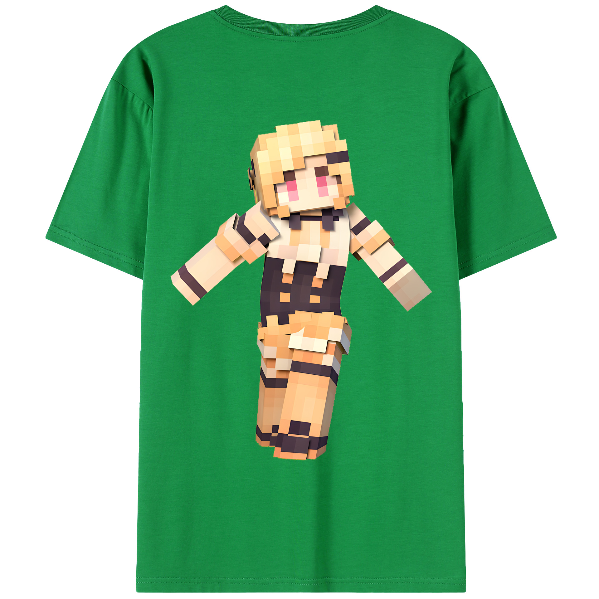 （画像用） マインクラフト ブロックの世界 Minecraft MC Block world 綿100％ メンズ半袖Tシャツ（バックプリント） 通気性