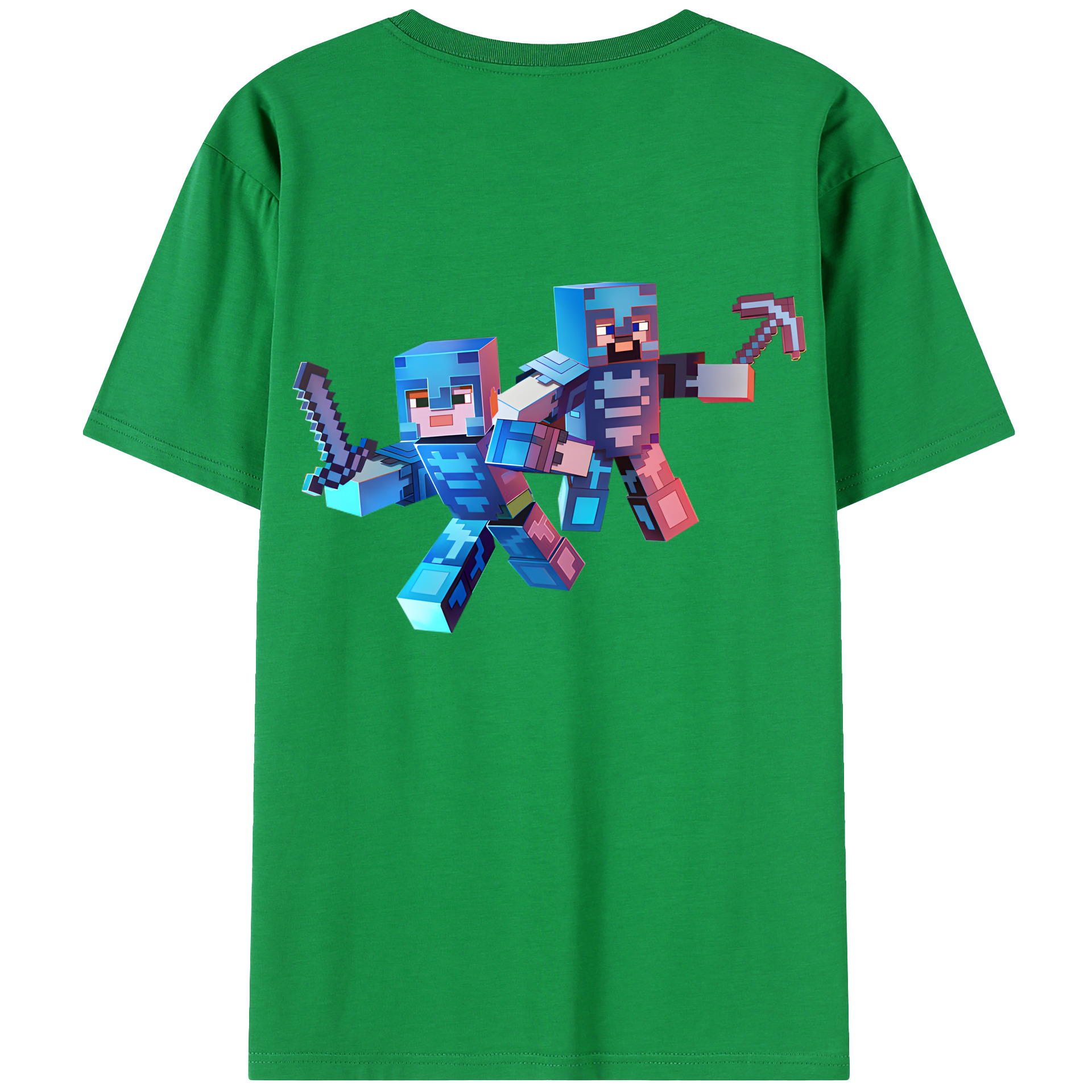 （画像用） マインクラフト ブロックの世界 Minecraft MC Block world 綿100％ メンズ半袖Tシャツ（バックプリント） 通気性