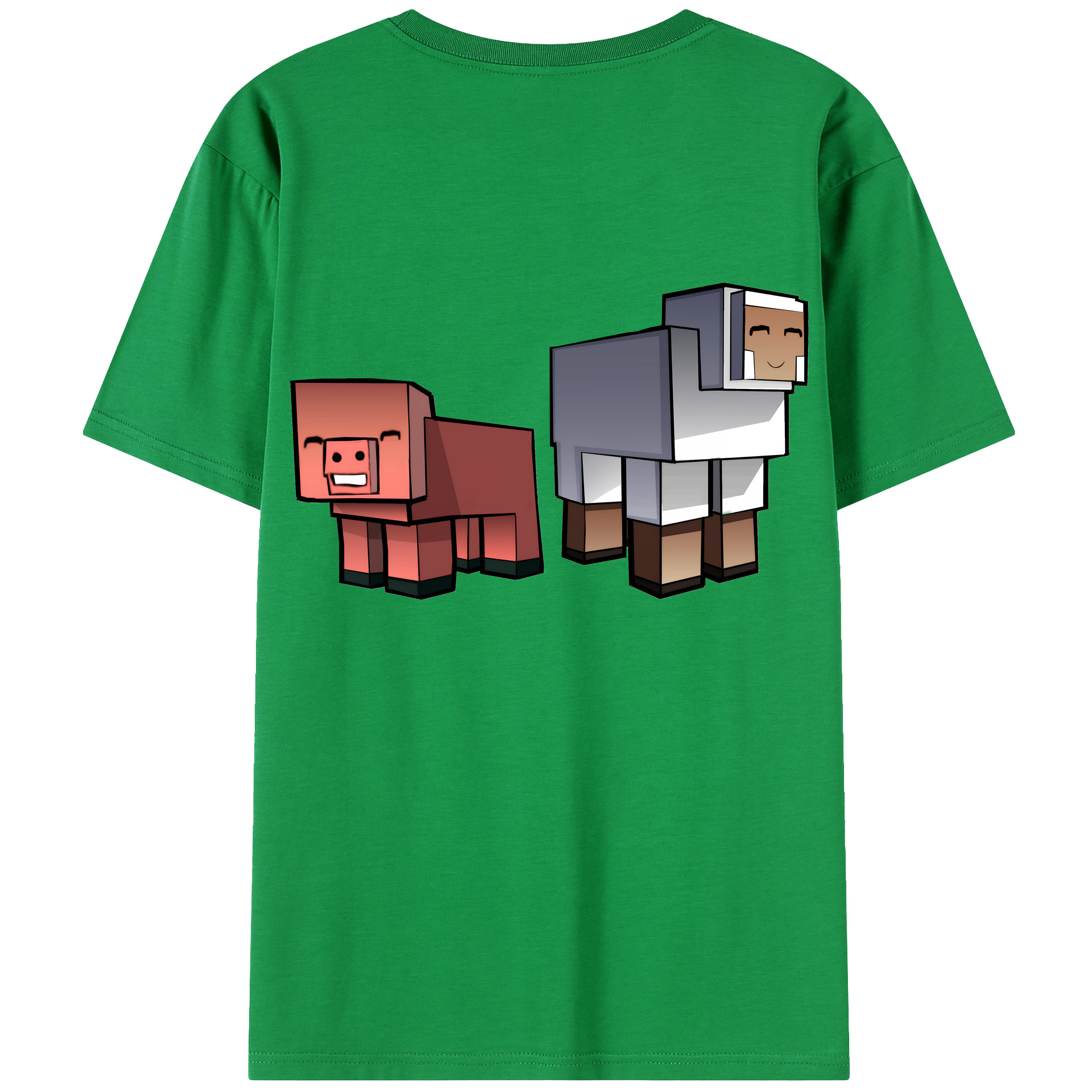 （画像用） マインクラフト ブロックの世界 Minecraft MC Block world 綿100％ メンズ半袖Tシャツ（バックプリント） 通気性