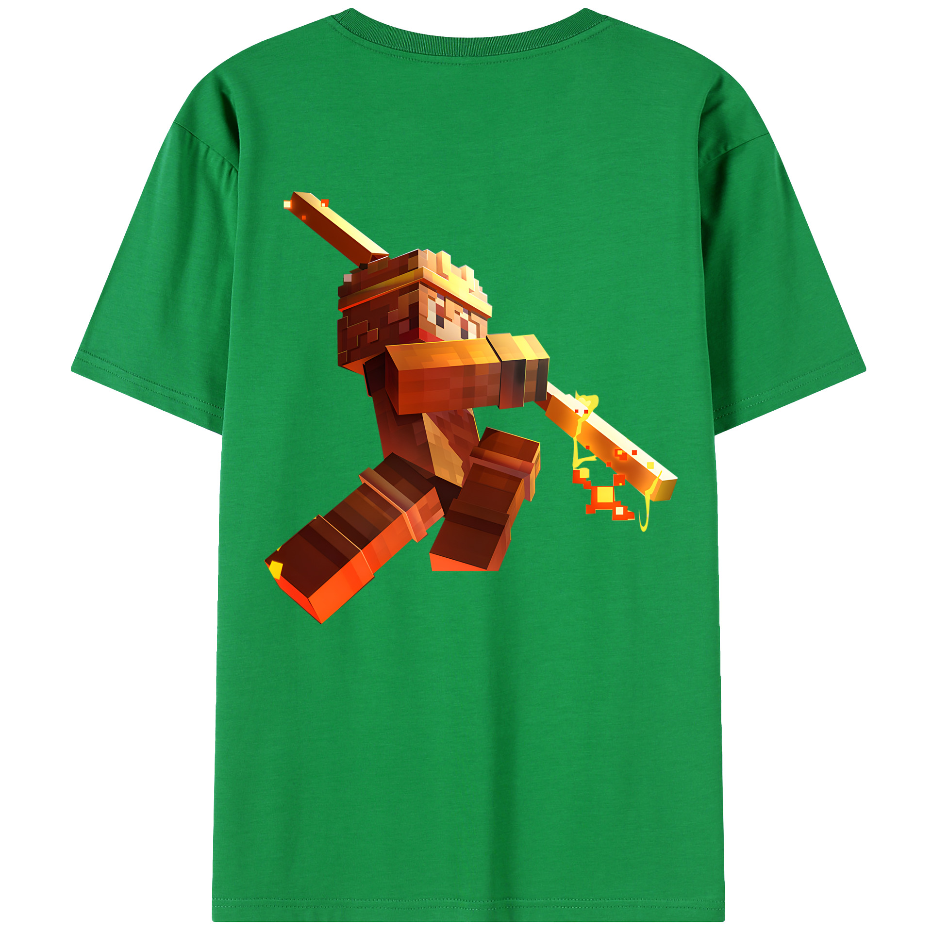 （画像用） マインクラフト ブロックの世界 Minecraft MC Block world 綿100％ メンズ半袖Tシャツ（バックプリント） 通気性