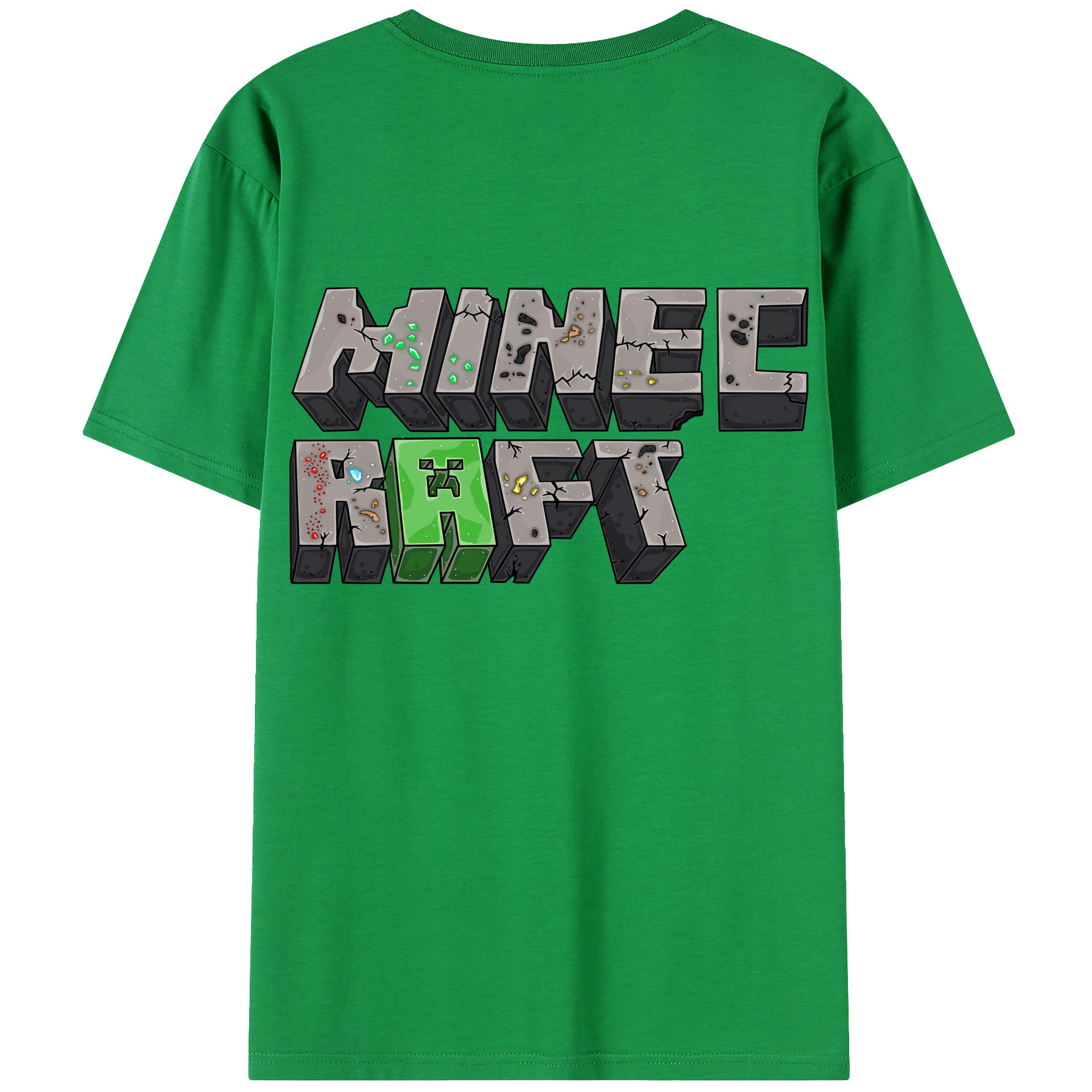 （画像用） マインクラフト ブロックの世界 Minecraft MC Block world 綿100％ メンズ半袖Tシャツ（バックプリント） 通気性