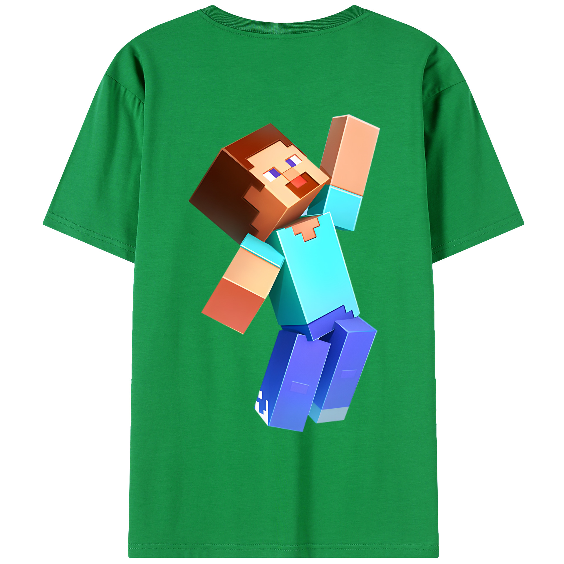 （画像用） マインクラフト ブロックの世界 Minecraft MC Block world 綿100％ メンズ半袖Tシャツ（バックプリント） 通気性