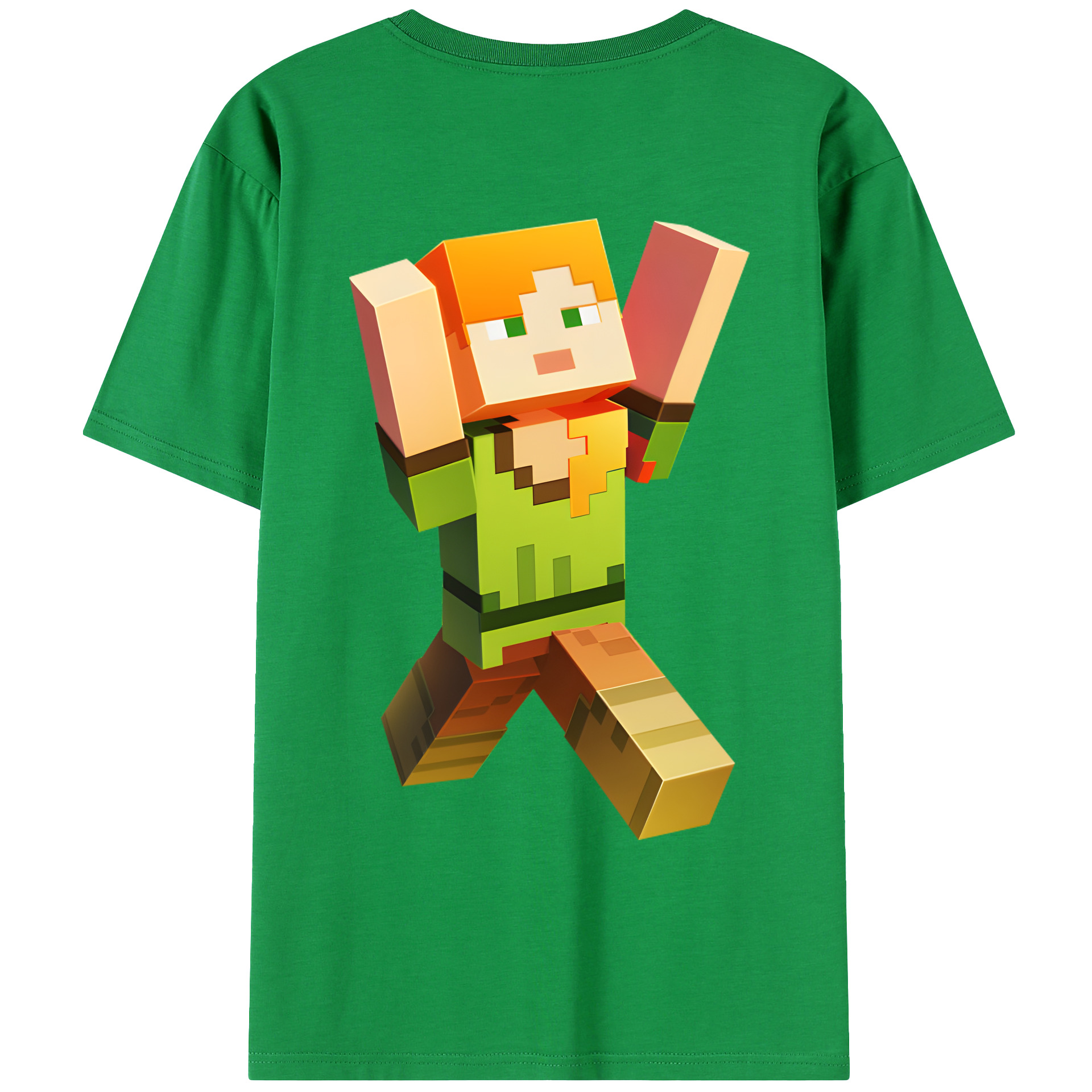 （画像用） マインクラフト ブロックの世界 Minecraft MC Block world 綿100％ メンズ半袖Tシャツ（バックプリント） 通気性