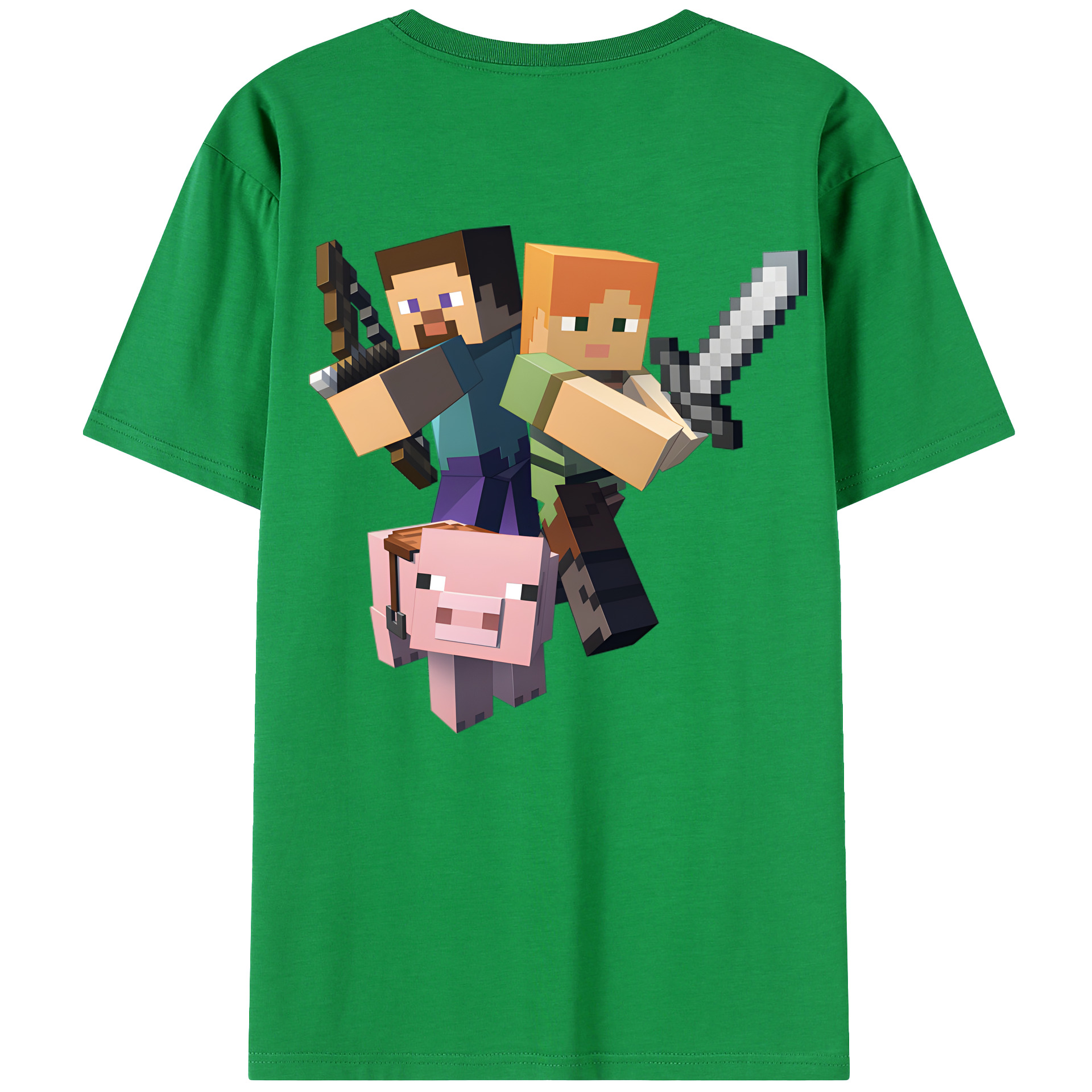 （画像用） マインクラフト ブロックの世界 Minecraft MC Block world 綿100％ メンズ半袖Tシャツ（バックプリント） 通気性