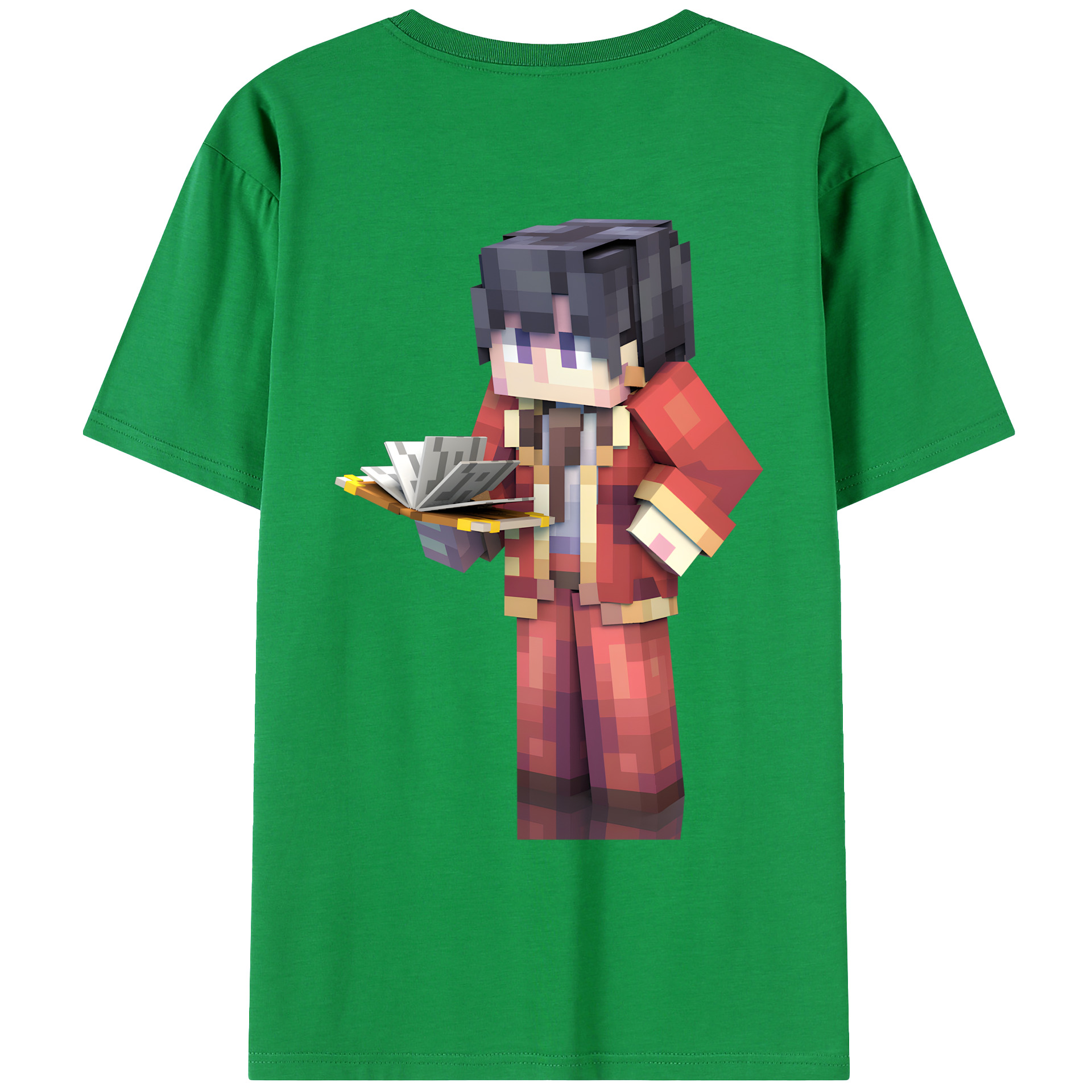 （画像用） マインクラフト ブロックの世界 Minecraft MC Block world 綿100％ メンズ半袖Tシャツ（バックプリント） 通気性