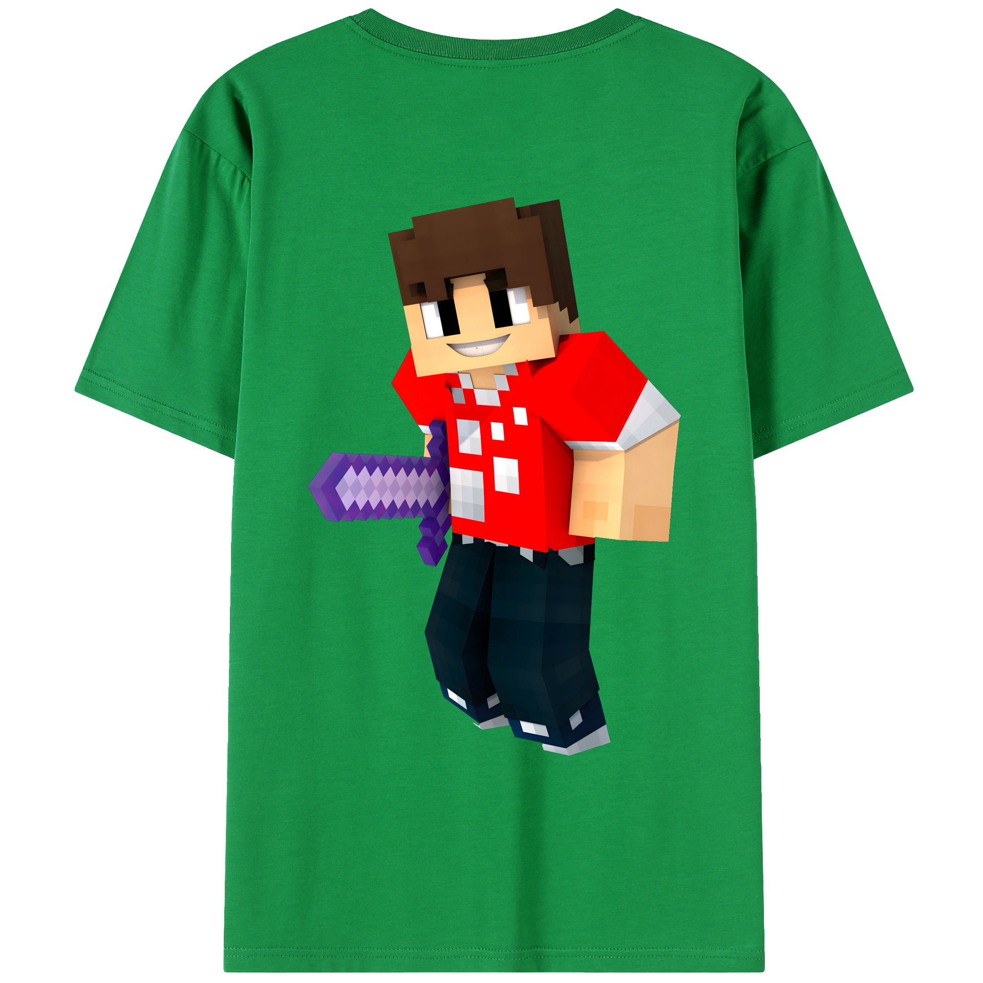 （画像用） マインクラフト ブロックの世界 Minecraft MC Block world 綿100％ メンズ半袖Tシャツ（バックプリント） 通気性