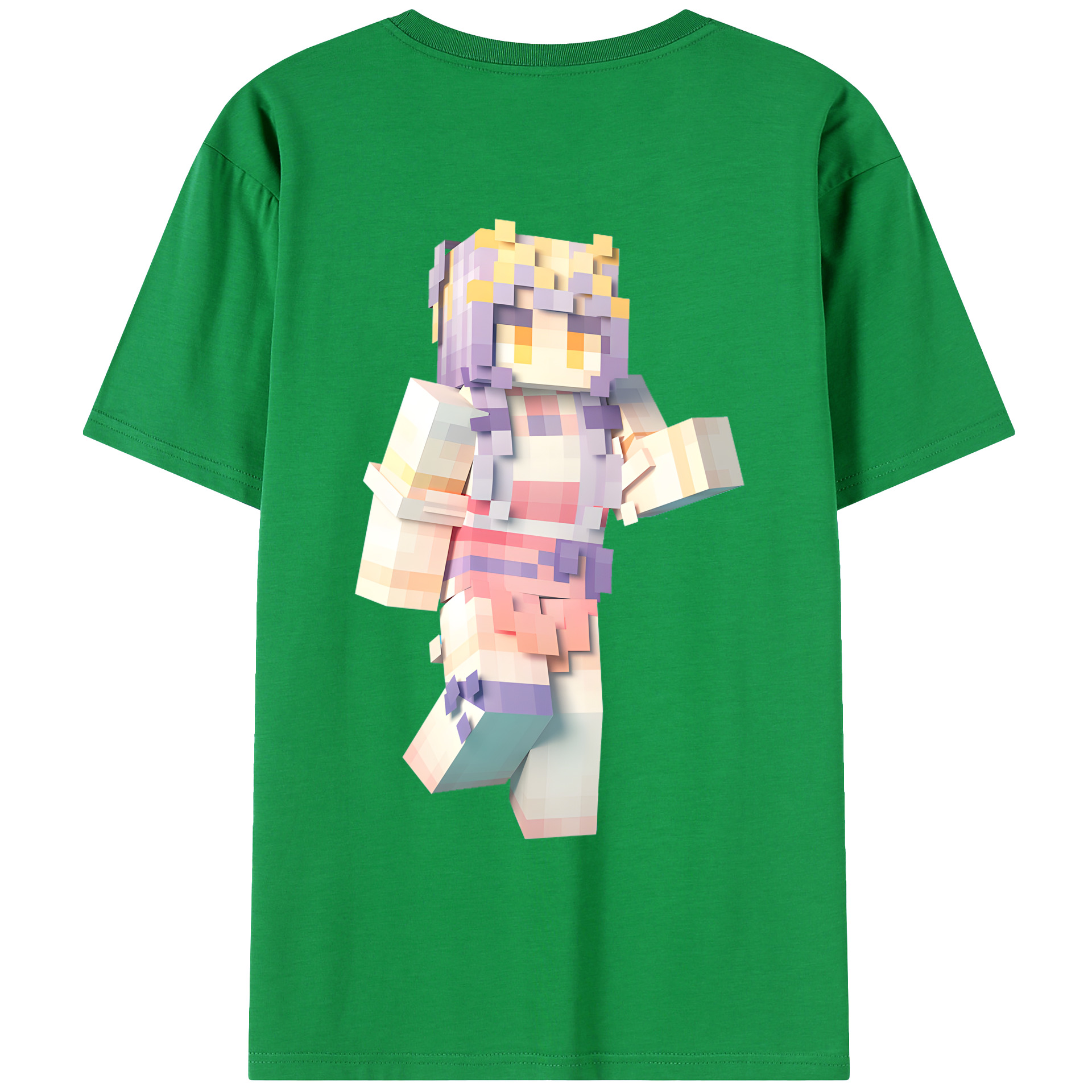 （画像用） マインクラフト ブロックの世界 Minecraft MC Block world 綿100％ メンズ半袖Tシャツ（バックプリント） 通気性
