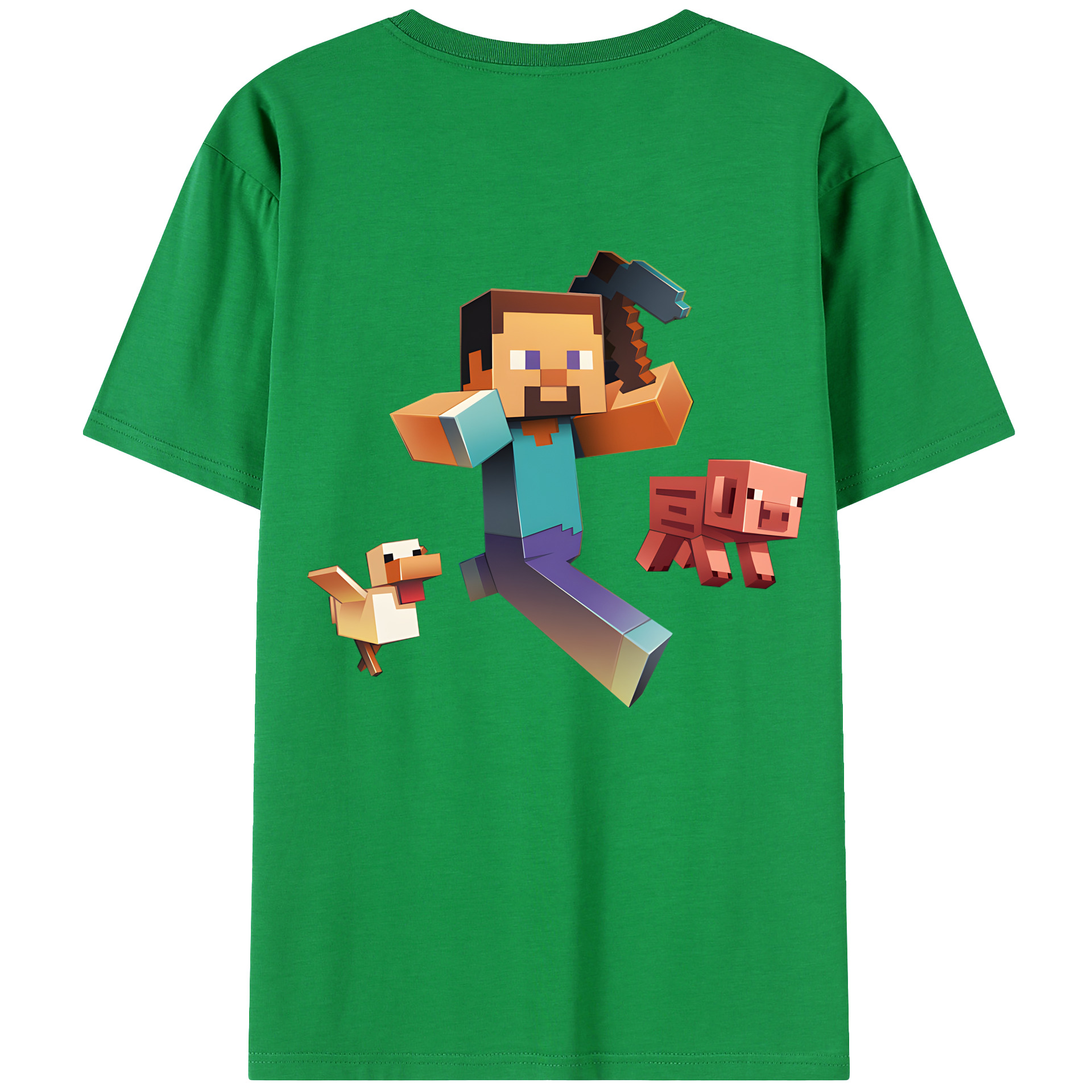 （画像用） マインクラフト ブロックの世界 Minecraft MC Block world 綿100％ メンズ半袖Tシャツ（バックプリント） 通気性