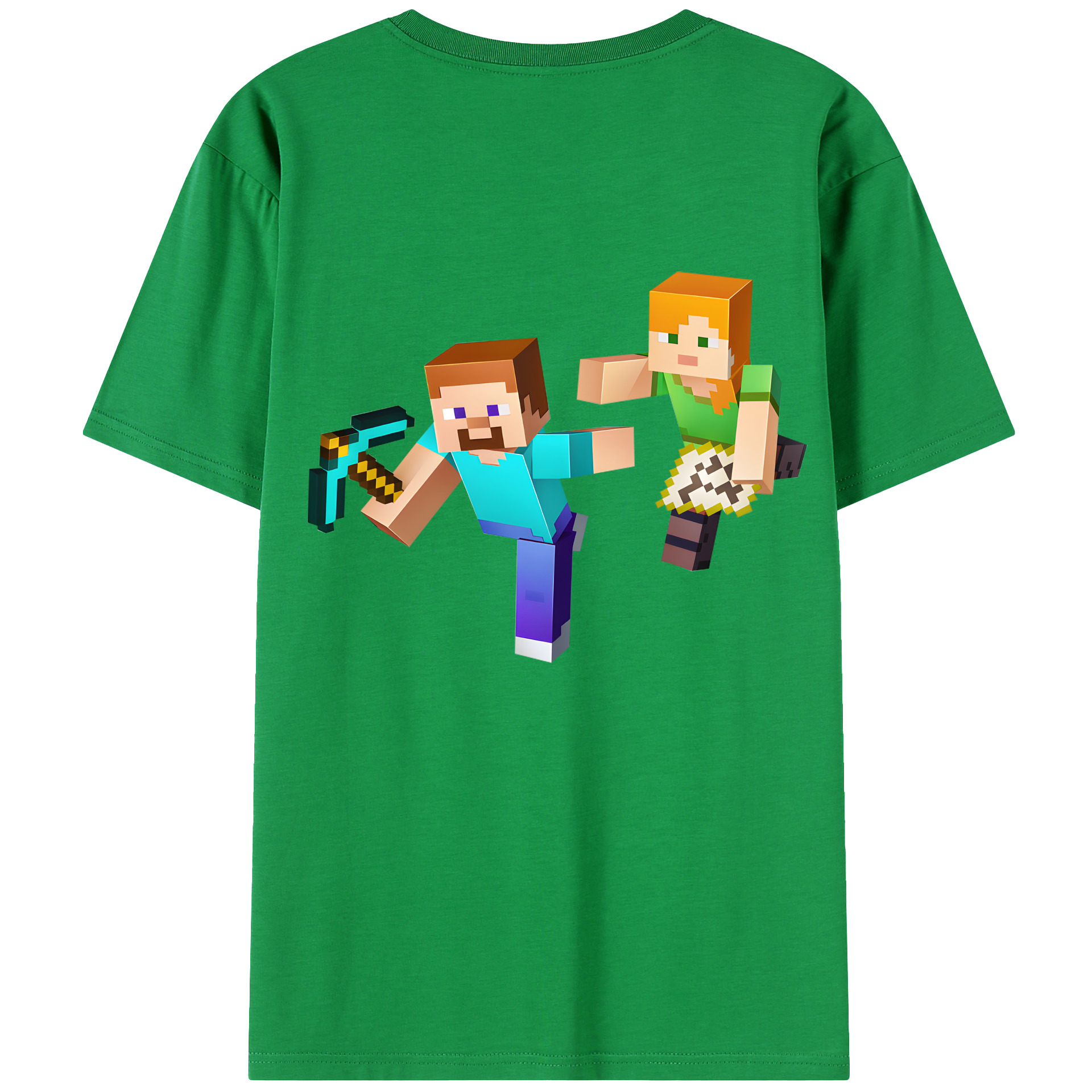 （画像用） マインクラフト ブロックの世界 Minecraft MC Block world 綿100％ メンズ半袖Tシャツ（バックプリント） 通気性