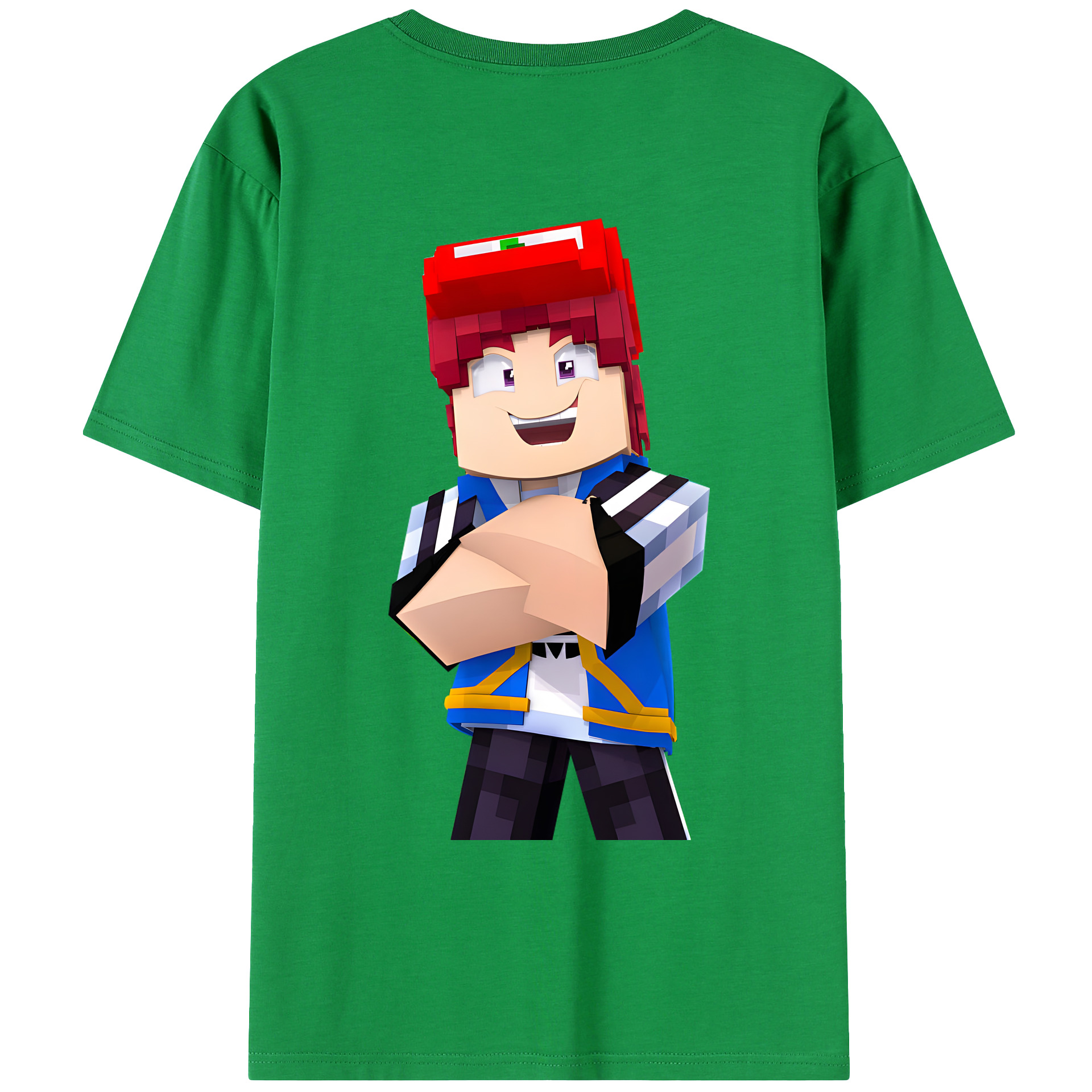 （画像用） マインクラフト ブロックの世界 Minecraft MC Block world 綿100％ メンズ半袖Tシャツ（バックプリント） 通気性