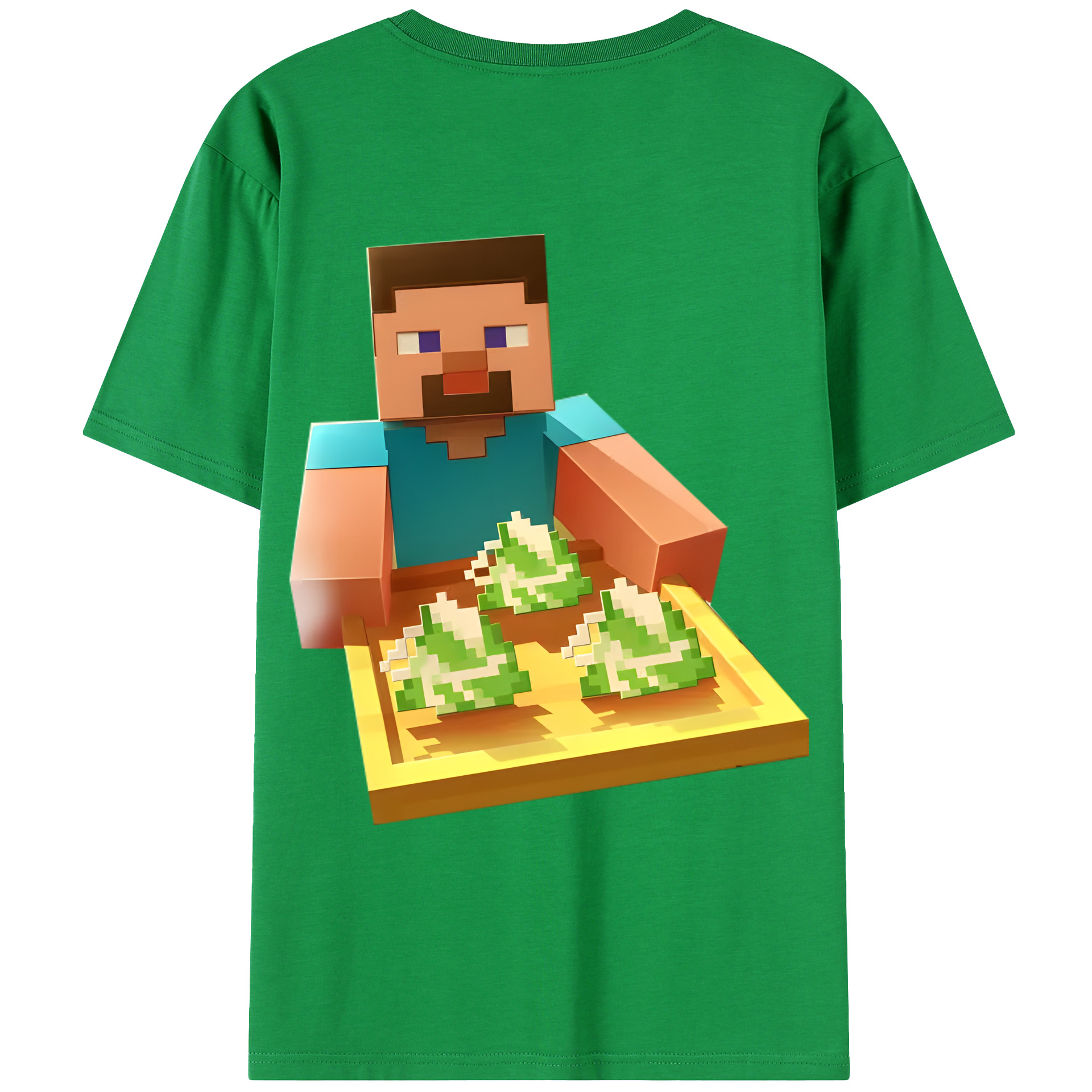 （画像用） マインクラフト ブロックの世界 Minecraft MC Block world 綿100％ メンズ半袖Tシャツ（バックプリント） 通気性