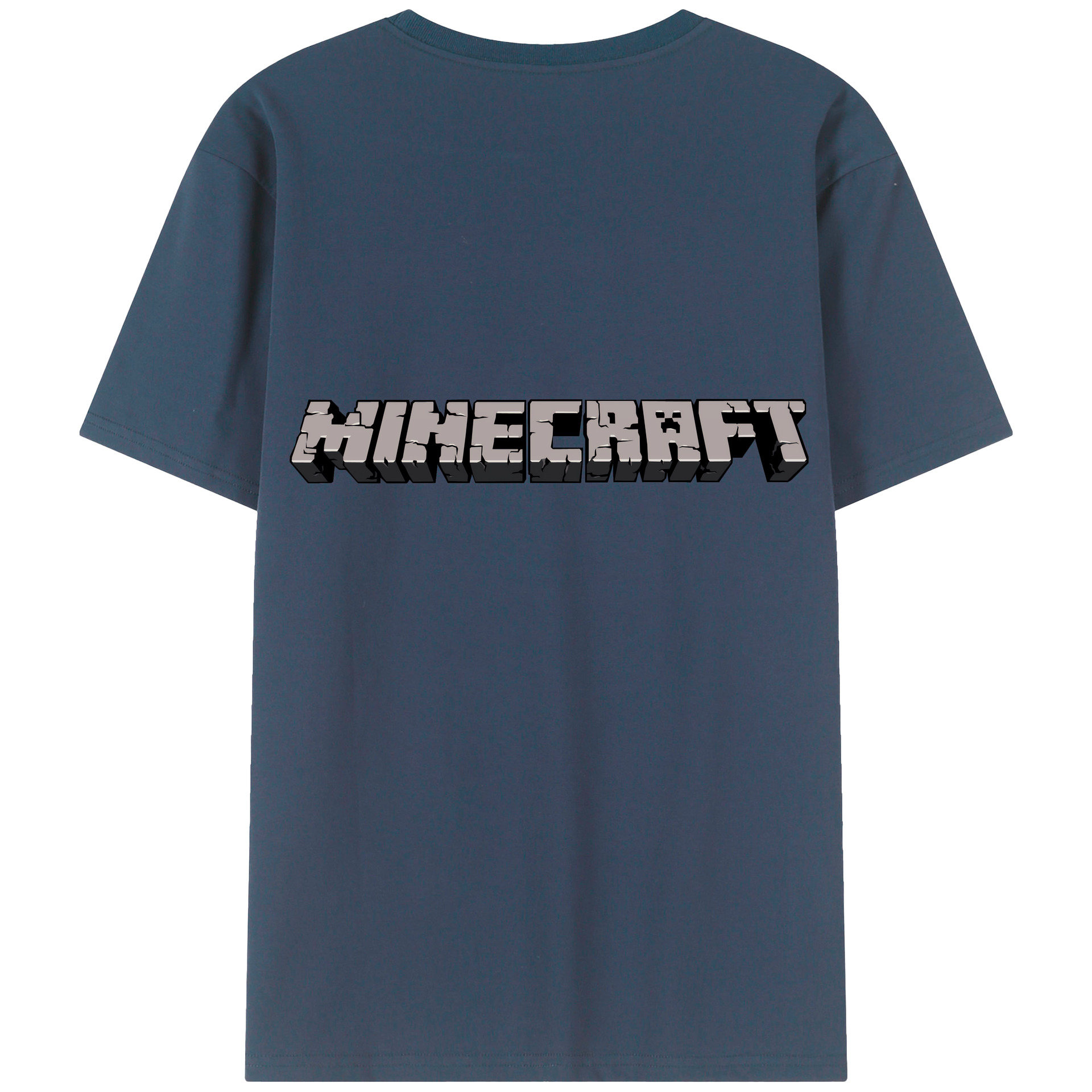 （画像用） マインクラフト ブロックの世界 Minecraft MC Block world 綿100％ メンズ半袖Tシャツ（バックプリント） 通気性