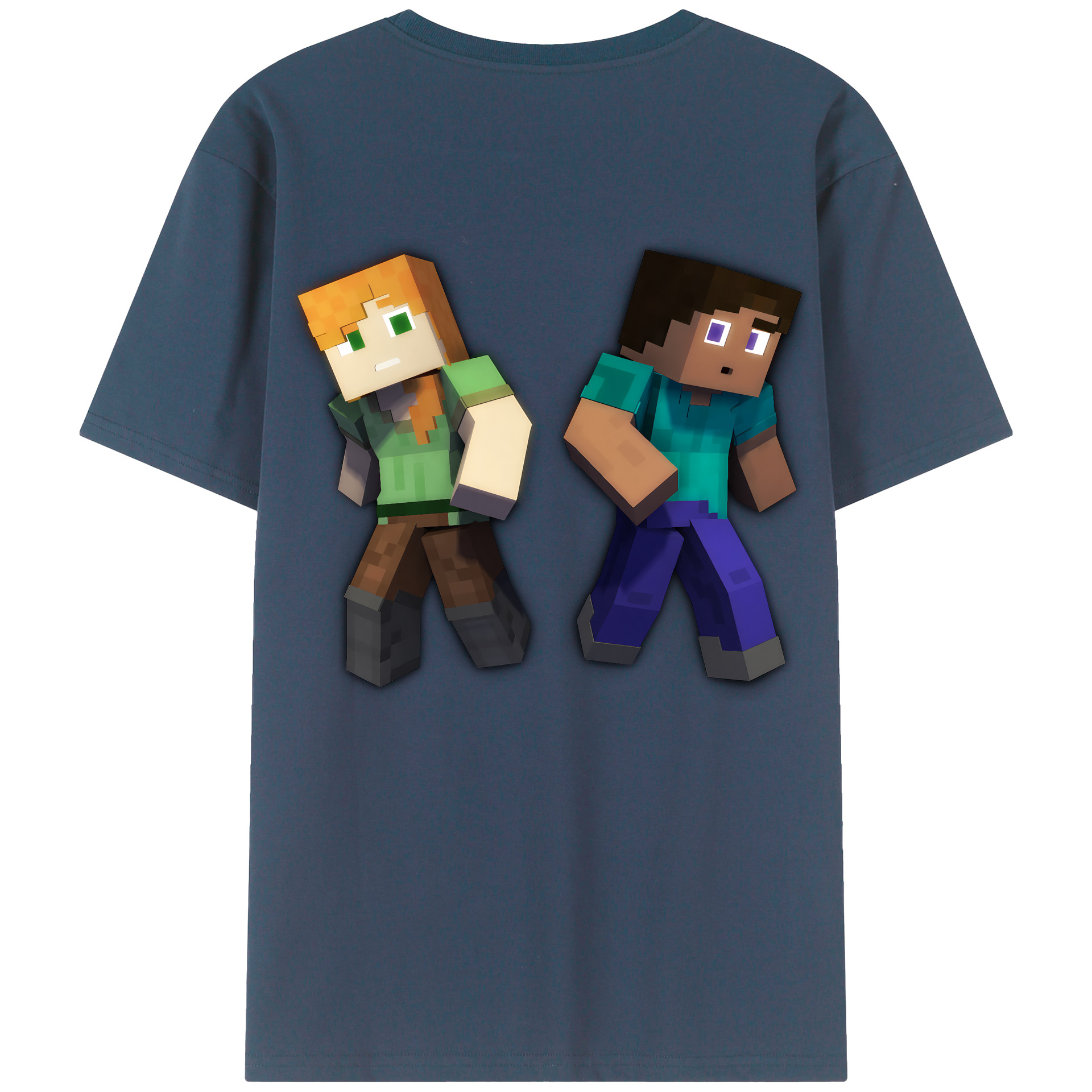 （画像用） マインクラフト ブロックの世界 Minecraft MC Block world 綿100％ メンズ半袖Tシャツ（バックプリント） 通気性