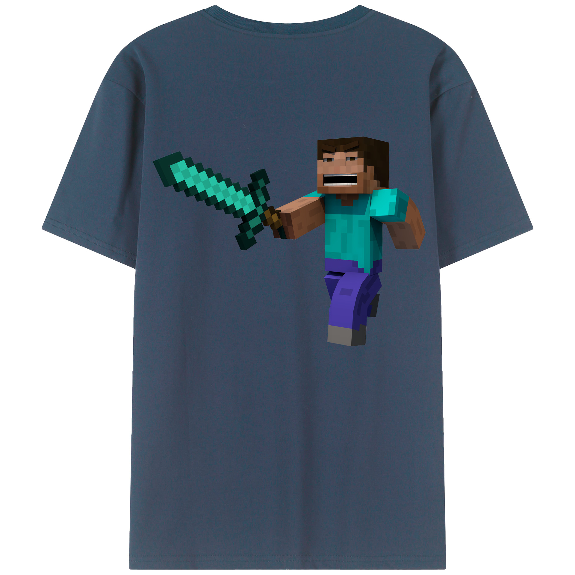 （画像用） マインクラフト ブロックの世界 Minecraft MC Block world 綿100％ メンズ半袖Tシャツ（バックプリント） 通気性